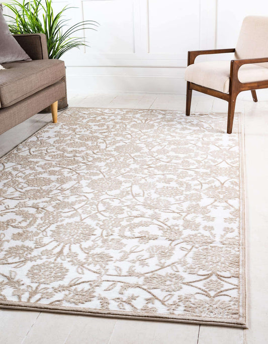 Unique Loom Rushmore Collection Area Rug - Taft (3' 3" x 5' 3" Rectangle, Snow White/ Beige)