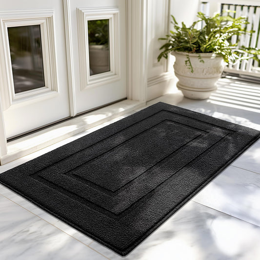 GRANNY SAYS Front Door Mat Outside Entrance, Welcome Matt Non-Slip, Outdoor Door Mats for Entryway, Long Front Porch Mat Low Profile Resist Dirt Easy to Clean, 47"x32", Black