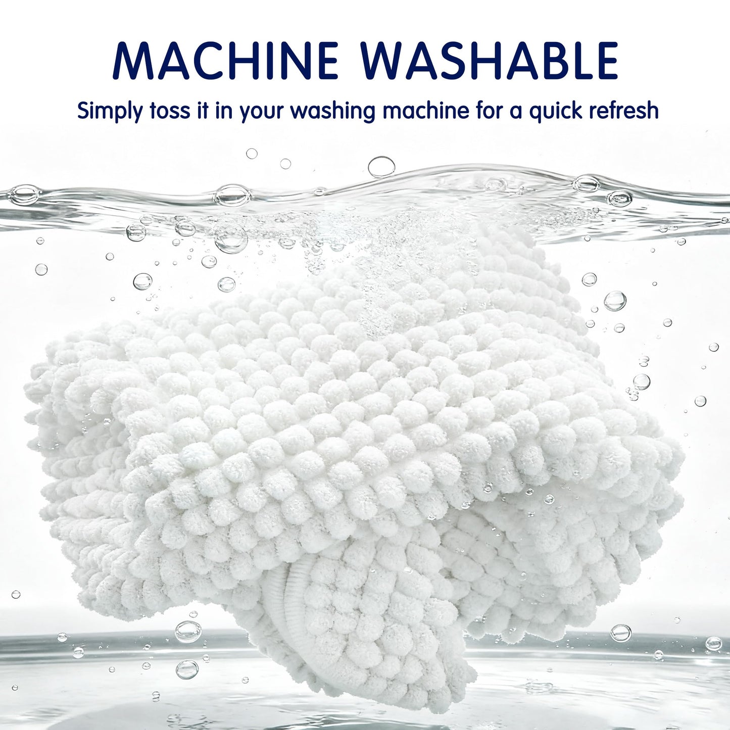 SUBRTEX Bathroom Rugs Chenille Bath Rug Soft Short Plush Bath Mat Soft Shower Mat Water Absorbent Shower Mat Quick Dry Machine Washable(White,18" x 24")