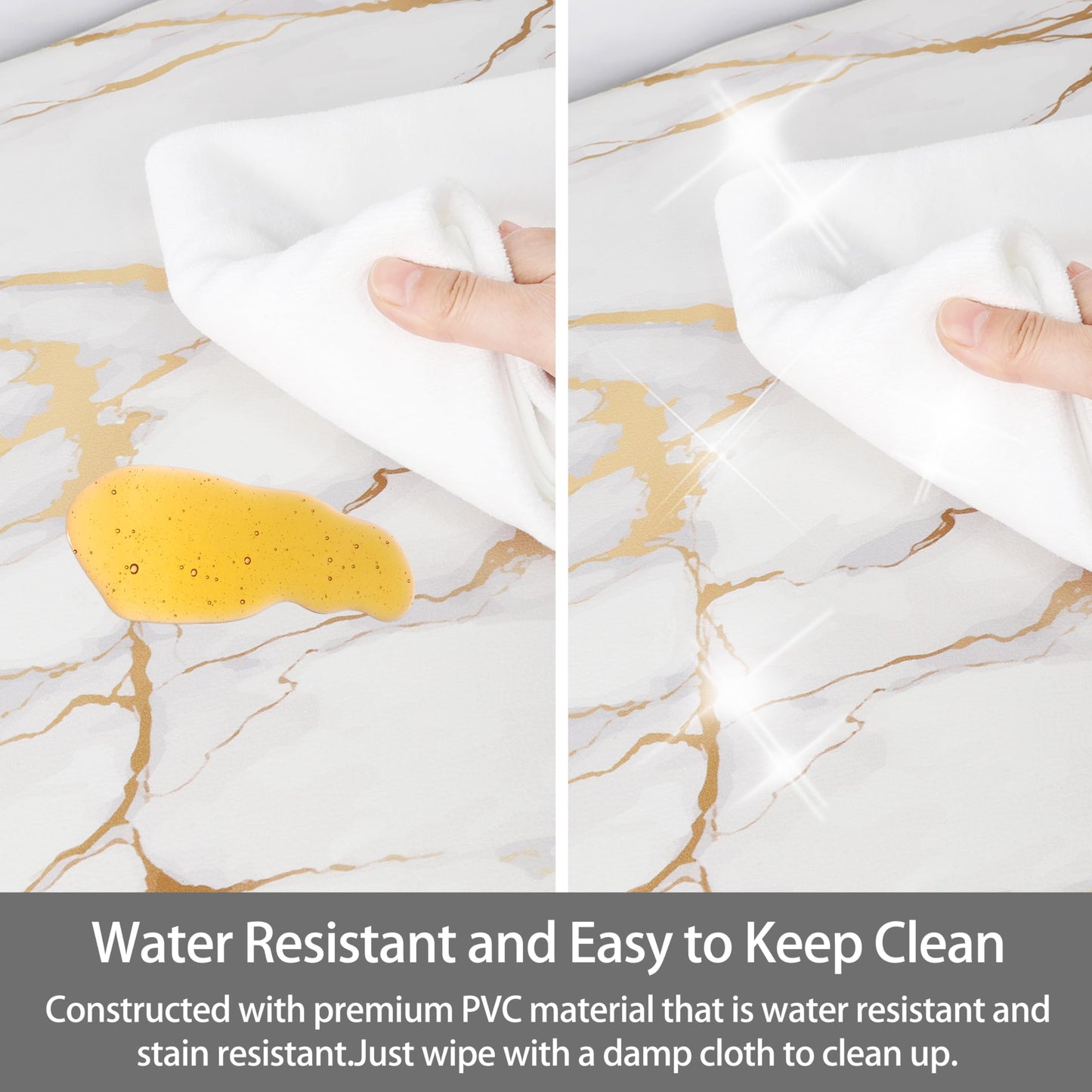 White Gold Marble Kitchen Rugs Sets of 2 Anti Fatigue Mats for Kitchen Floor Waterproof Non-Slip Kitchen Mat for Home Office Laundry (White Gold, 17"x29.5"+17"x47.2")