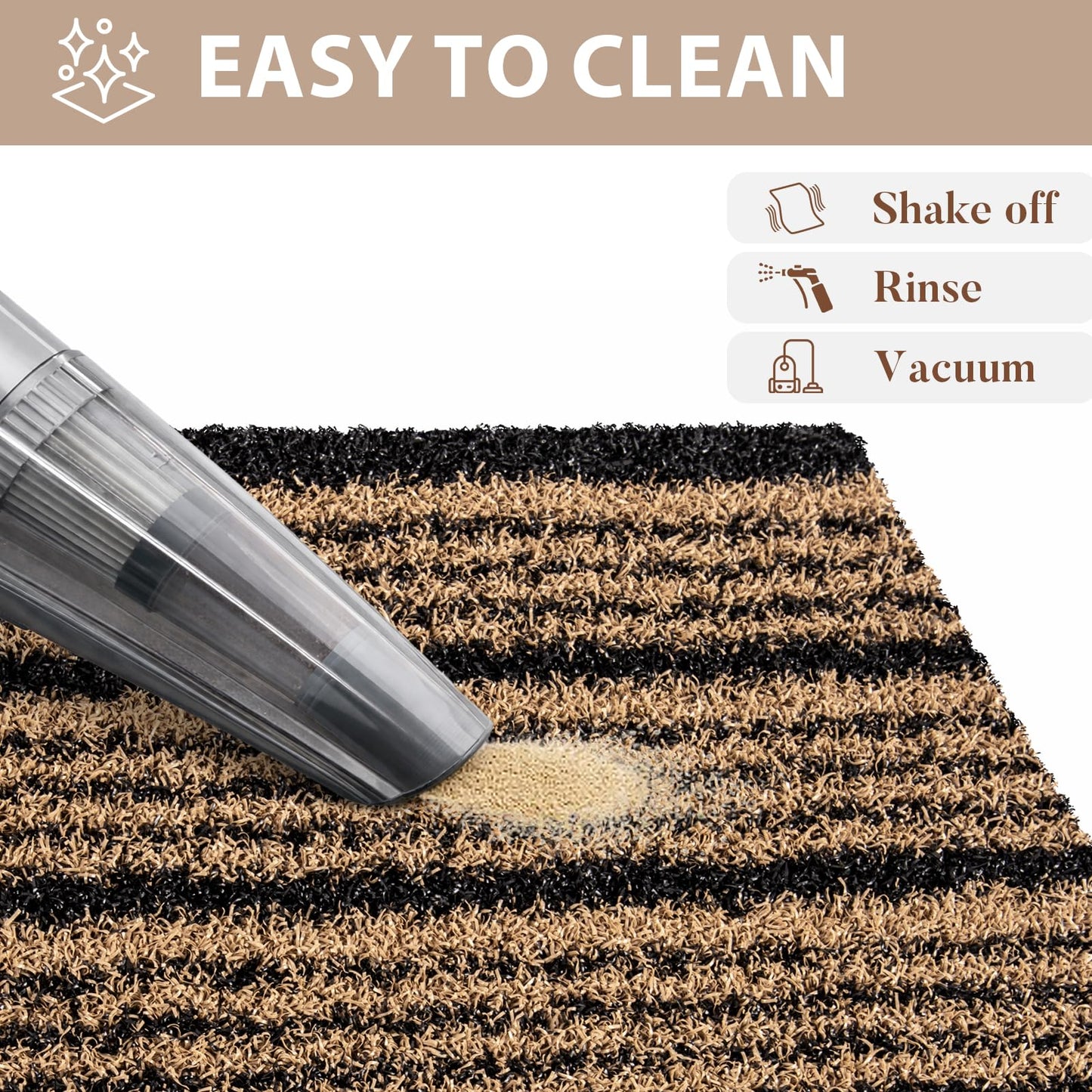 DOMUSTEX Outdoor Front Door Mat 24" x 36", Dirt Trapping Outside Entrance Rug, Non Slip Shoe Scraper, Heavy Duty Commercial Rug for Patio, Garage, Traffic Area, Office, Roll Packing