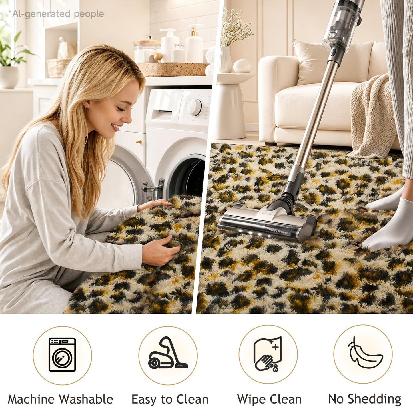 Ophanie 6x9 Leopard Rugs for Living Room Bedroom, Large Cheetah Print Rug Fluffy Shag Fuzzy Plush Soft Throw,Large Shaggy Floor Big Faux Animal Throw Carpets,Home Decor Aesthetic