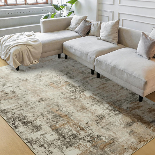 ULTSOFE 5x7 Beige Washable Area Rug for Living Room Bedroom Large Carpet