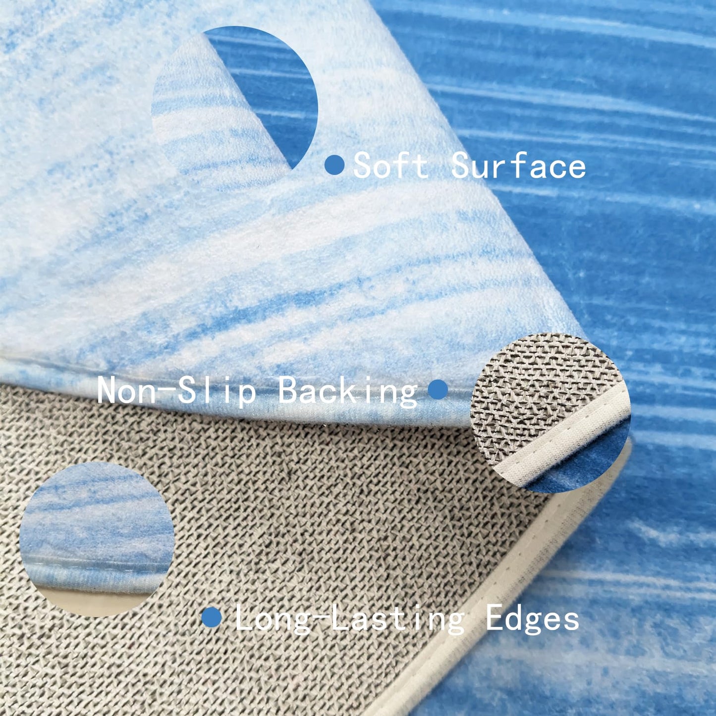 USTIDE Modern Blue Area Rug Oval 4'x6' Washable Ombre Oval Rugs for Bedroom Non-Slip Living Room Throw Carpet Comfy Indoor Floor Mat for Kids Room Children Playroom