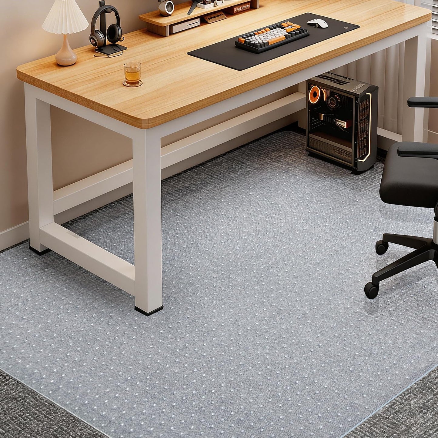 46” x 72” Office Chair Mat for Low-Pile Carpet, 2.2 mm Thick Clear Desk Chair Mat with Non-Slip Grips, Large Floor Protector for Low, Flat Carpeted Floors (Clear)