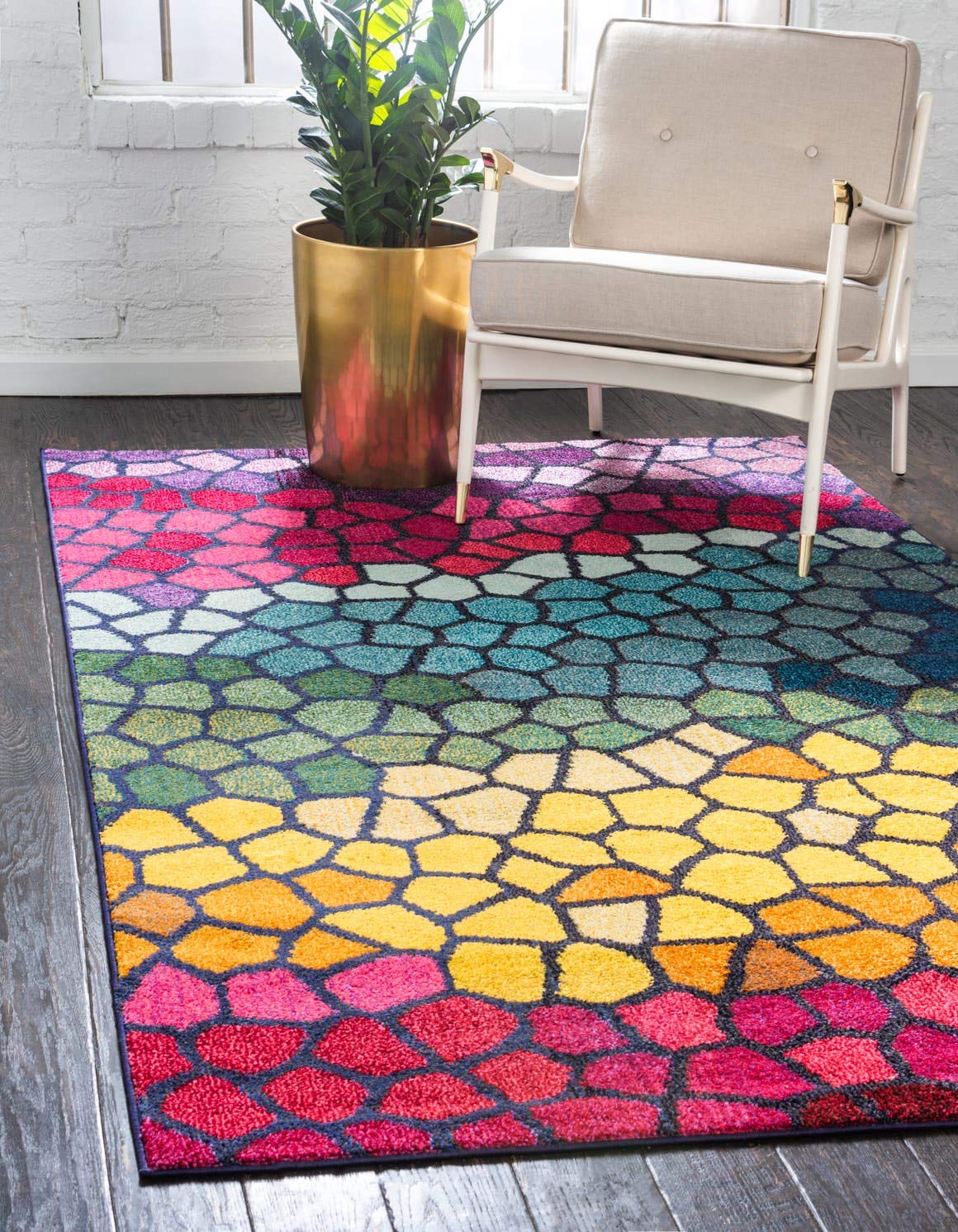 Unique Loom Estrella Collection Geometric, Abstract, Colorful, Modern, Mosaic Area Rug (9' 0 x 12' 0 Rectangular, Multi/Blue)