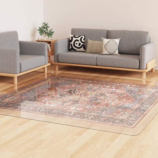 Crystal Clear Floor Mat 6×9ft, Upgraded Easy Flat Waterproof Vinyl Rug Cover, Large Stain-Resistant Plastic Area Rug Floor Protector for Kitchen, Dining Room, High-Traffic Areas