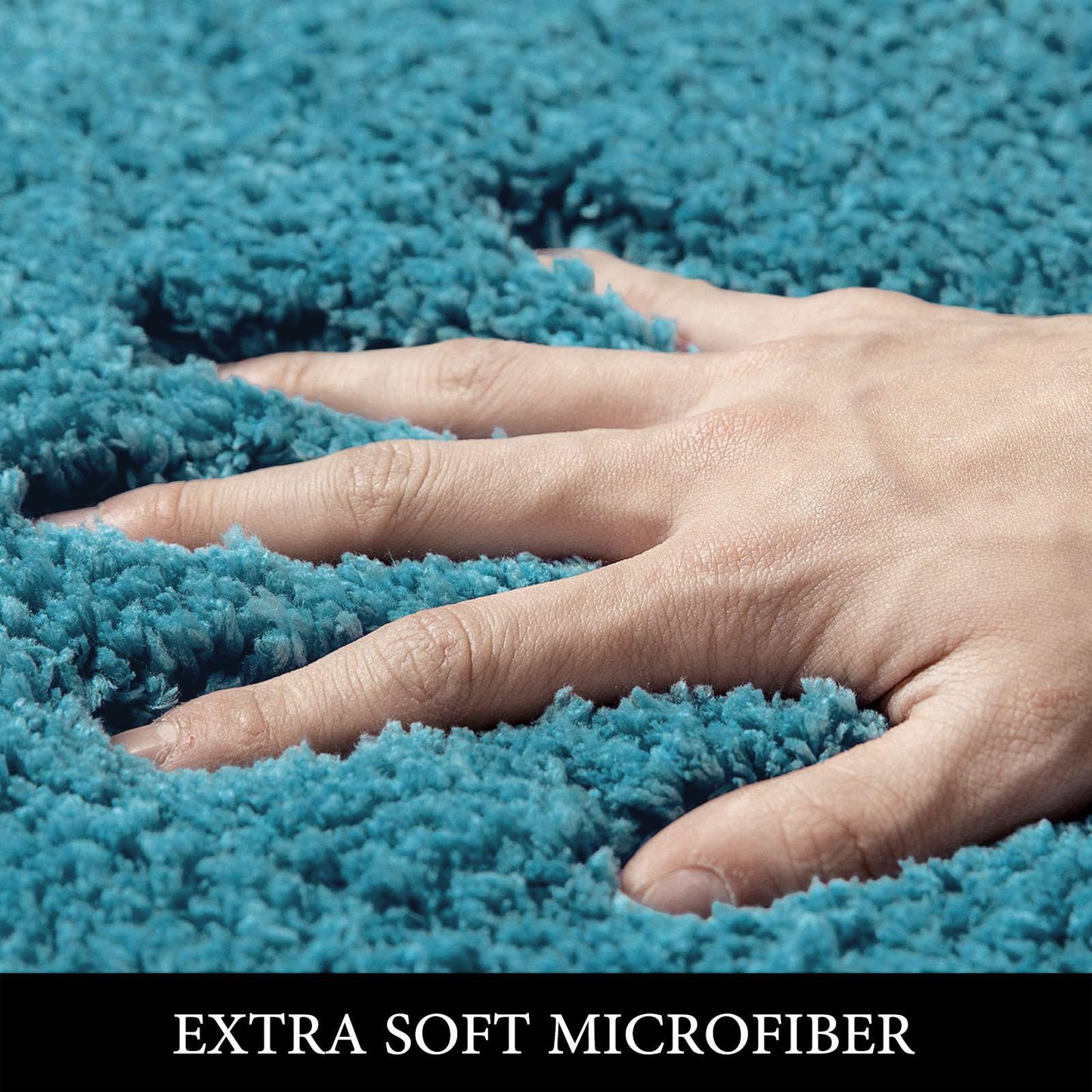 MIULEE 3 Pieces Bathroom Rugs and mats Sets Extra Thick Non Slip Microfiber Bath Mats and U-Shaped Contour Toilet Rug for Bath Room Floor Restroom,20"x30"+16"x24"+20"x20", Teal