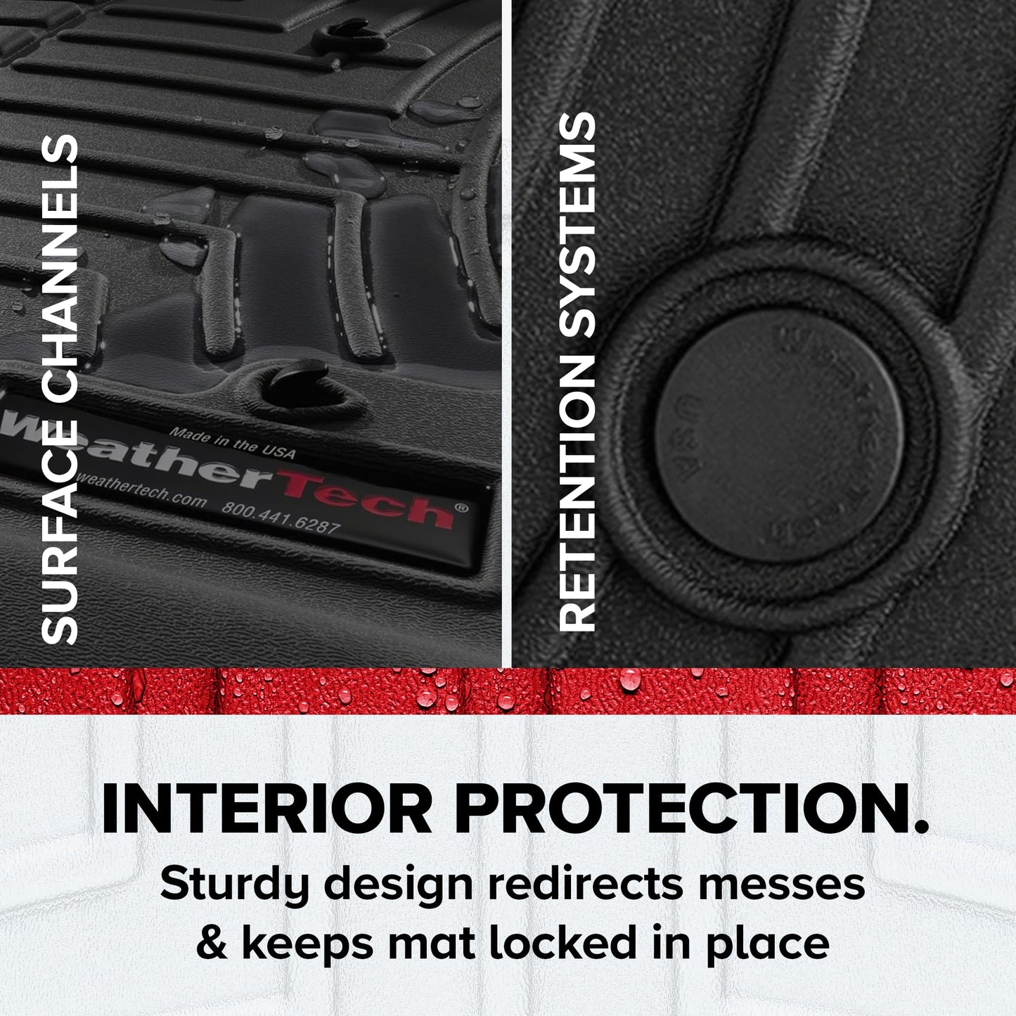 WeatherTech Custom Fit FloorLiners for Chevrolet Silverado 1500, Silverado 2500HD/3500HD, Silverado 1500 LTD - 1st & 2nd Row (441436-1-2), Black