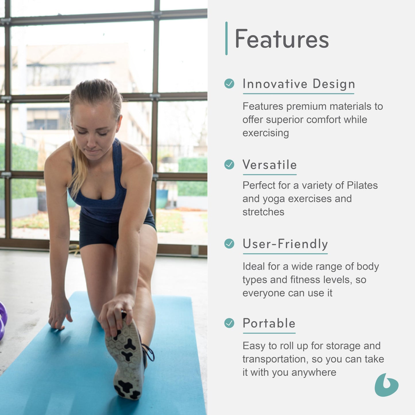 Balanced Body Aeromat Pilates and Yoga Mat for Floor Exercise, Extra-Thick Floor Workout Mat for Pilates or Yoga Exercises and Workouts, Studio or Home Gym Mat, Blue