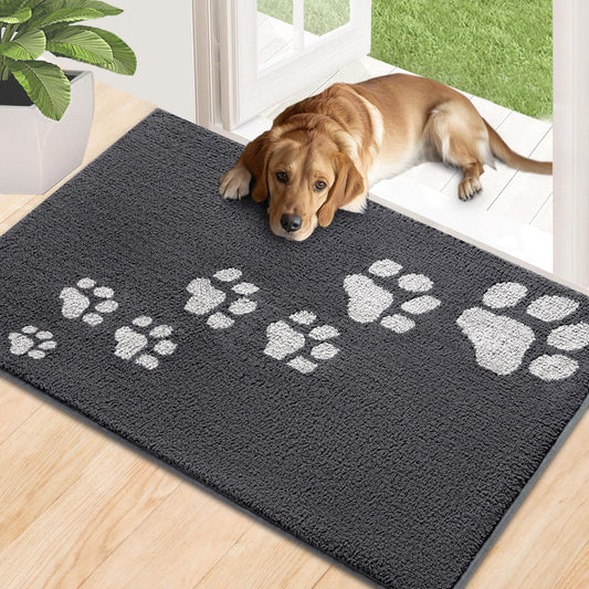 Timo Dog Door Mat for Muddy Paws, Absorbent Dirt Trapper Mud Mat for Dogs, 20"x32" Washable Indoor Doormats, Non-Slip Low-Profile Entrance Doormat for Inside Floor, Front Door Entryway Rug, Grey