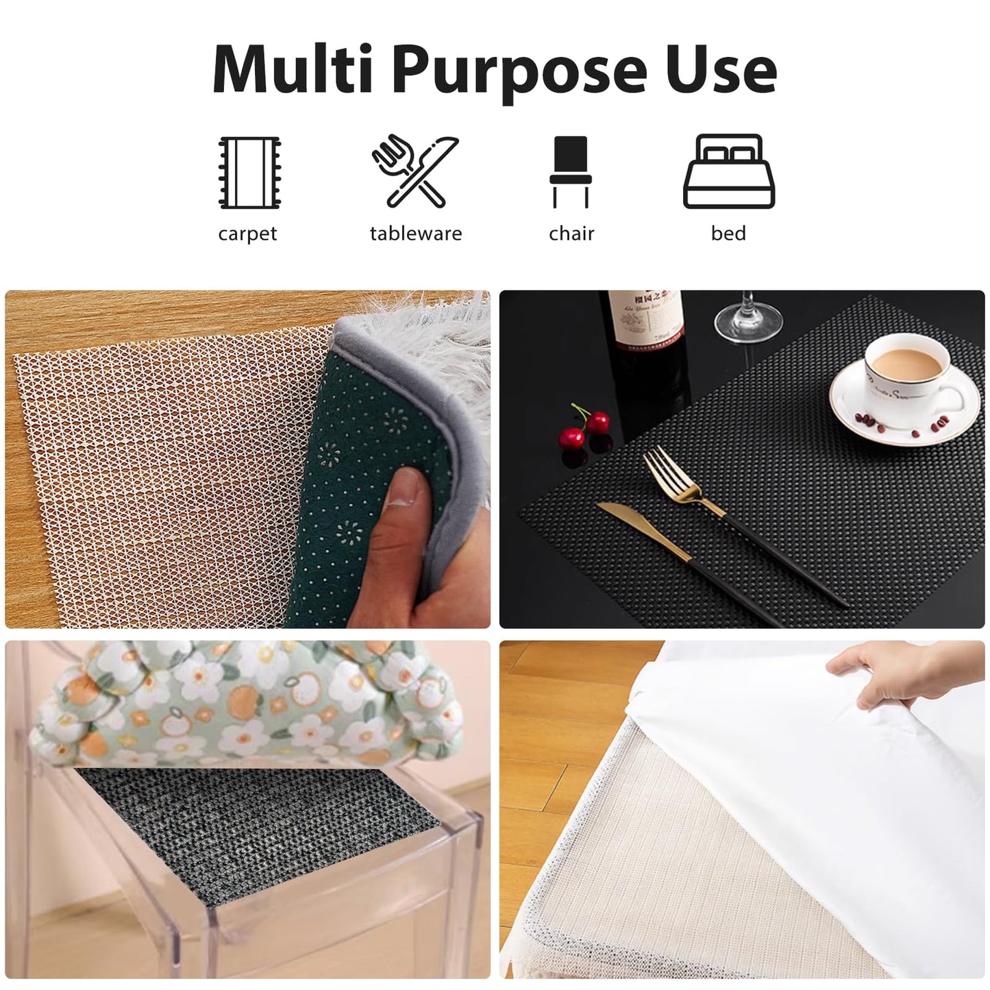 Non Slip Rug Pad Gripper for Hardwood Floors, 8x10 Extra Thick Carpet Pads for Area Rugs, Under Carpet Anti Slip Mat, Keep Your Rugs Safe and in Place