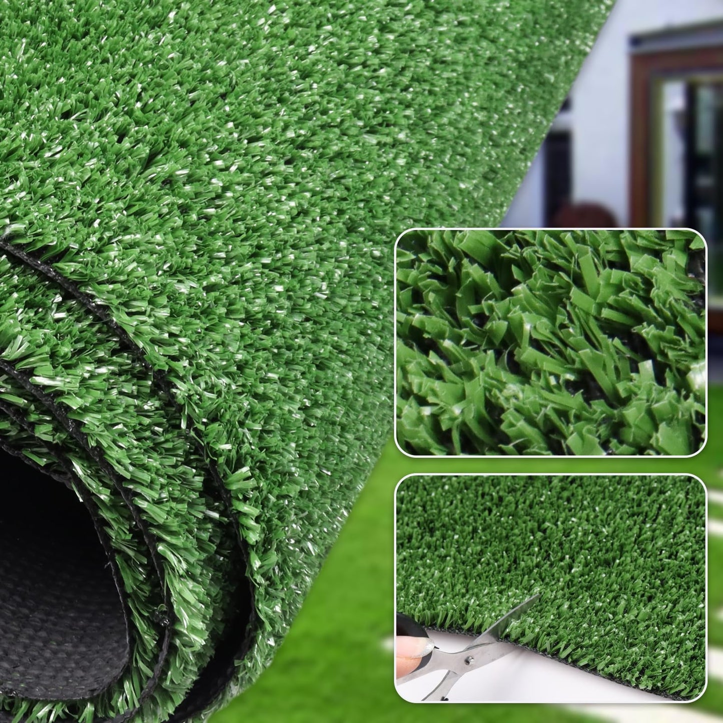 Artificial Grass Door Mat Lawn Pet Turf 6' x 10', Synthetic Faux Grass Carpet with Drainage Holes, 0.4" Pile, Customized Fake Turf Rug for Entryway Garden Backyard Patio Balcony