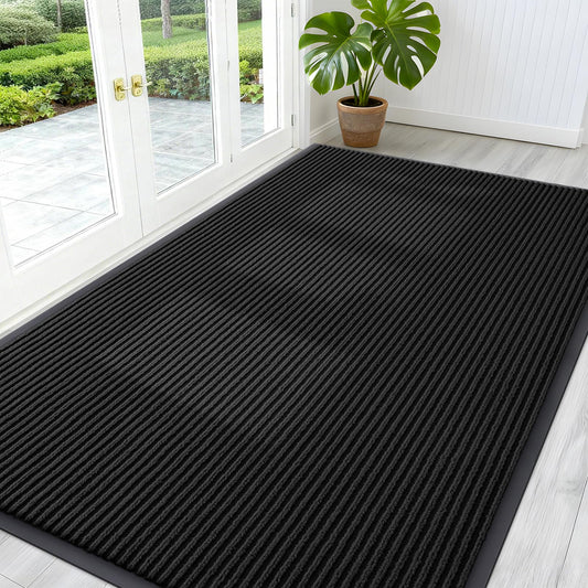 OLANLY Front Door Mat Indoor Outdoor Entrance, Waterproof Heavy Duty Doormat, Fade Resistant, Low Profile, Easy Clean Patio Porch Welcome Floor Mats for Entry, 59x34, Black