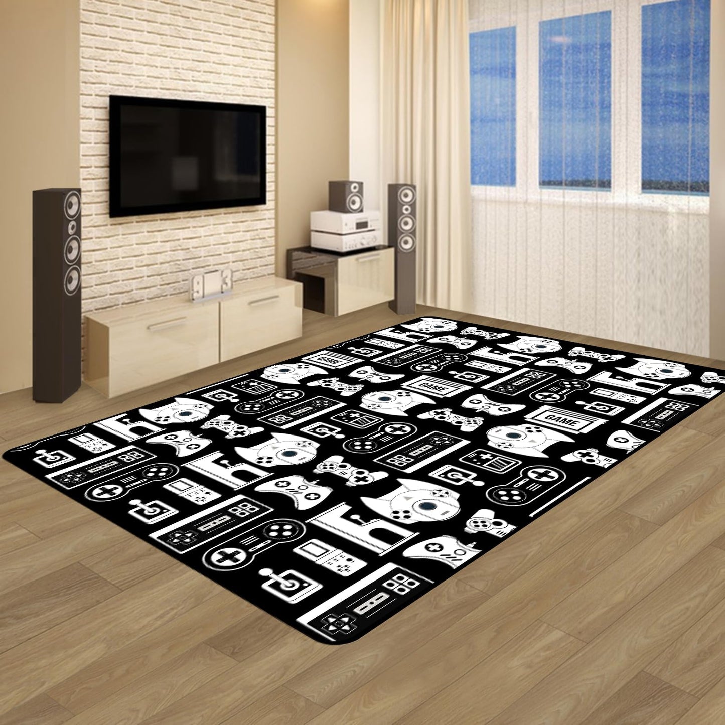 Lacut Game Rug Teen Boys Carpet with Game Controller Decoration, Video Gaming Rugs for Boy’s Bedroom Living Room Playroom, Non-Slip Gamer Carpet Children Gaming Area Rugs (Game 2, 79" x 59")