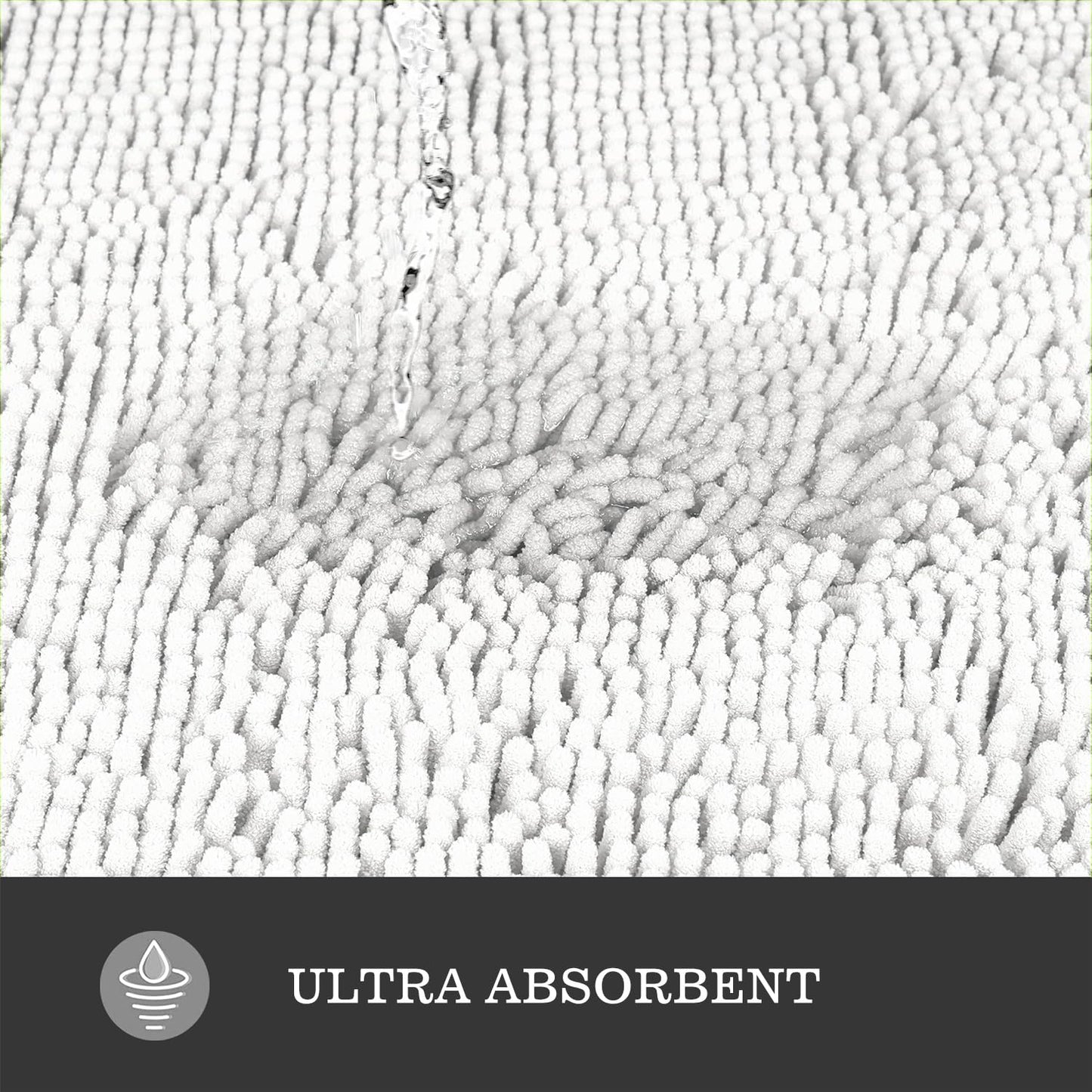 Yeaban White Bathroom Rugs 17"x24",Chenille Bath Mats,Absorbent and Washable Bath Rug Non-Slip, Extra Soft Rugs for Bathroom Floor,Tub,Shower and Sink