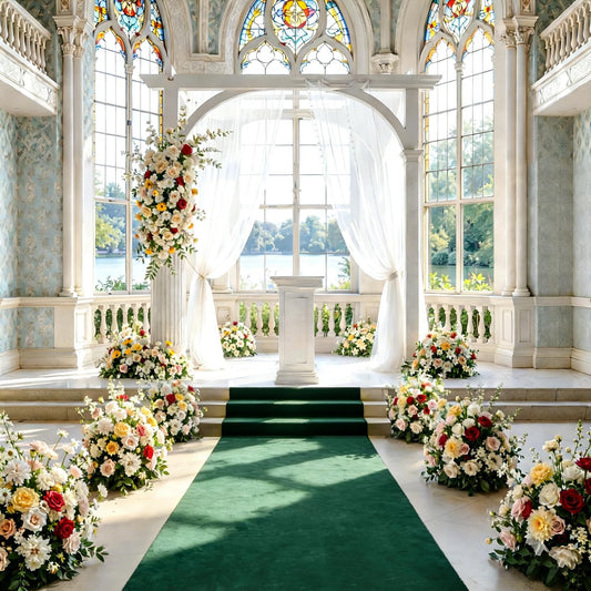 Aisle Runners for Weddings Emerald Green Wedding Aisle Runner 2FTx15FT Luxury Velvet Fabric Carpet Runway Green Aisle Runner for Party Bridal Runner Rug for Ceremony Birthday Event Wedding Decorations