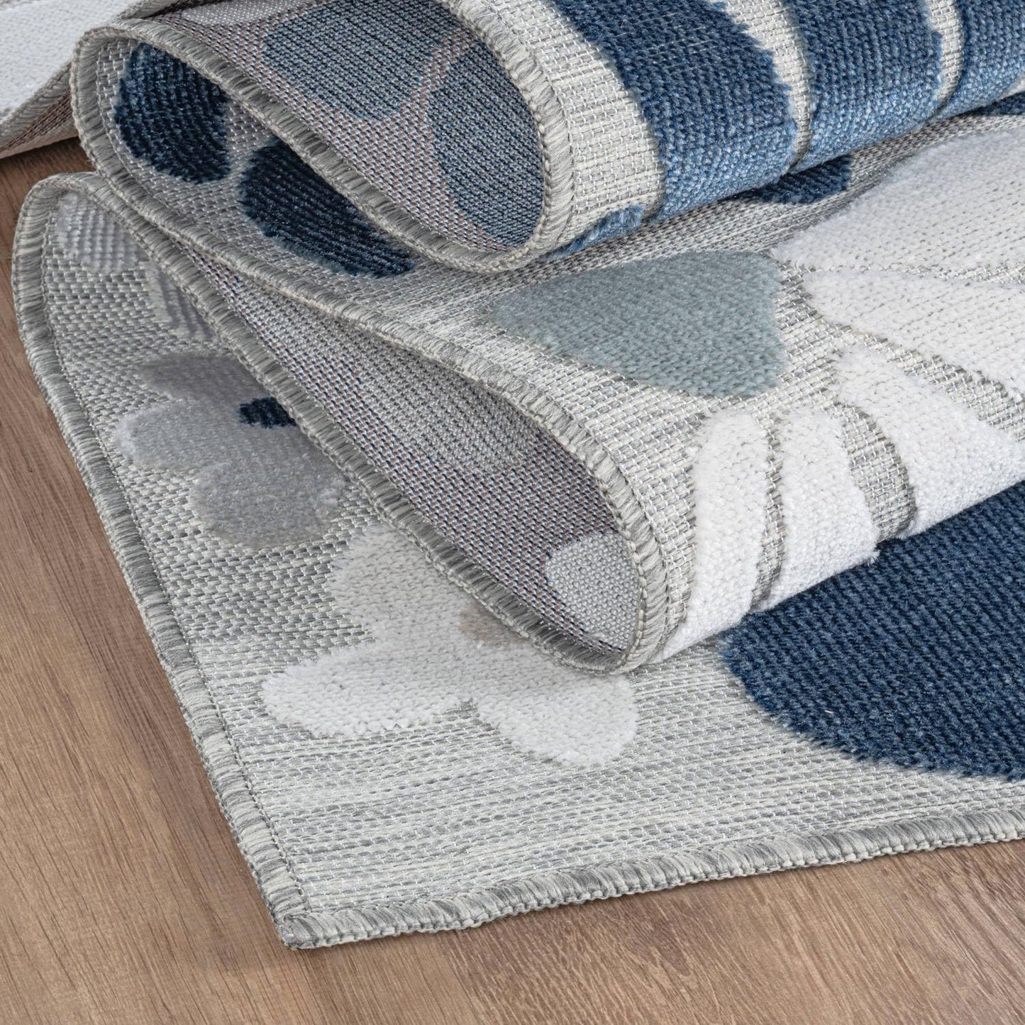 Beverly Rug Outdoor Rug 5x7 Modern Floral Tropical Area Rugs for Outdoor and Indoor Patio Easy to Clean Non Shedding Living Room Porch Garden Washable Outside Carpet (5 x 7 Blue)