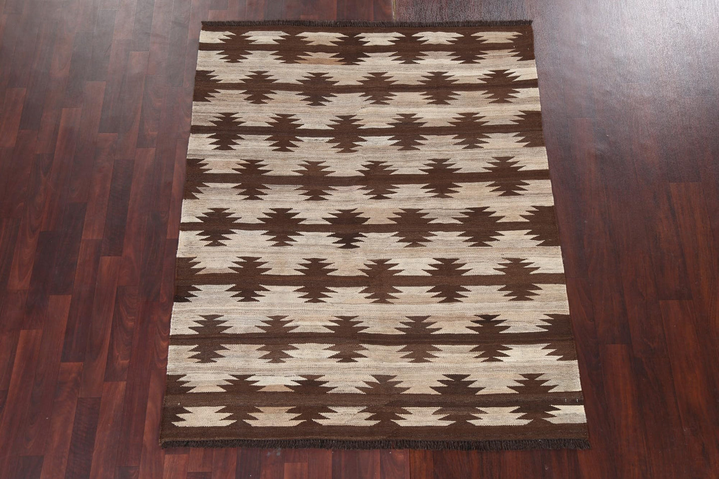 Rug Source Southwestern Collection, 5x6 Kilim Rug, Hand Woven Beige & Ivories Tribal Rug, Oriental 100% Wool Carpet for Foyer, Entryway and Hallway