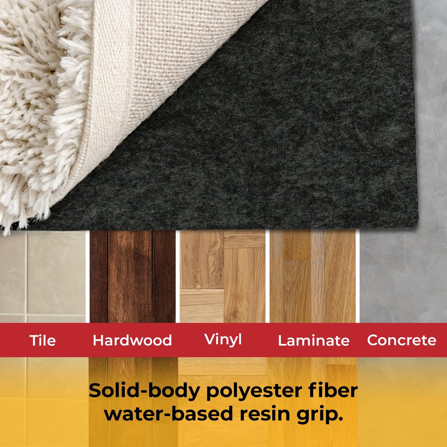 Hold-a-Rug Plush 3' x 5' Nonskid, Nonslip Rug Pad, Reversible Gripper, ¼ Thick, Safe for All Floors and Carpet, Keep Area Rugs Secure