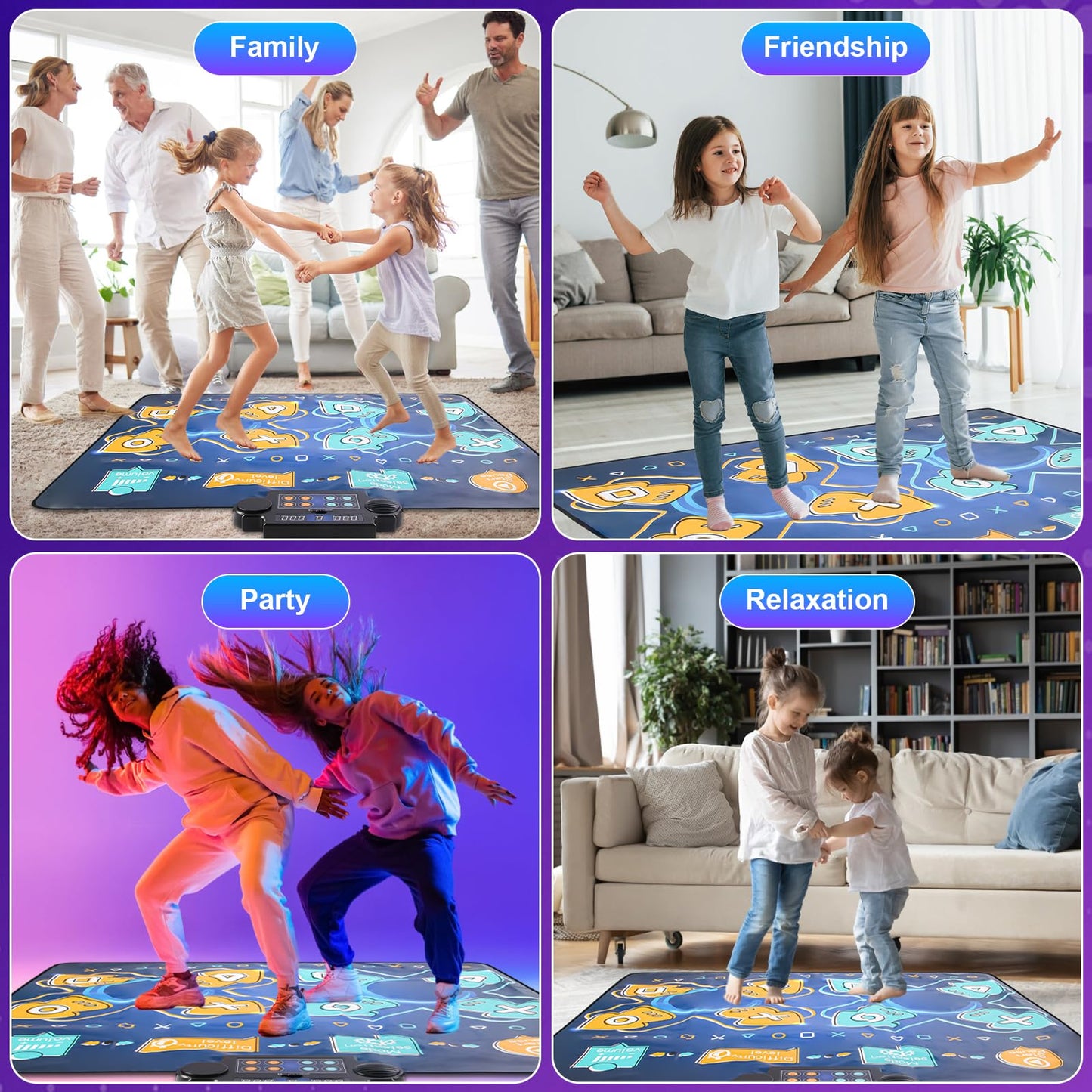 2Player Dance Mat for kids, Electronic Double Dance Mixer Rhythm Step Play Mat,Dance pad Game Toys Music for Girls Boys,Christmas/Festival/Birthday Gifts for Kids,Age 3 4 5 6 7 8 9 10 11 12+ Year Old