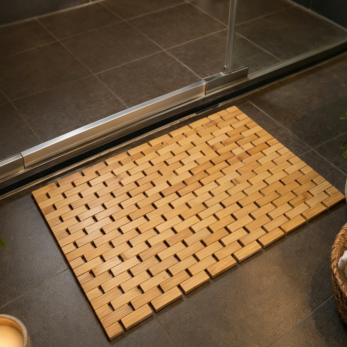 HJJKKH Bath Mat Rayon Derived from Bamboo 15.7X 23.6 inches, Non Slip and Foldable Floor Shower Bath Mat for Bathroom, Bathtub, Shower, Sauna, Hot Tub
