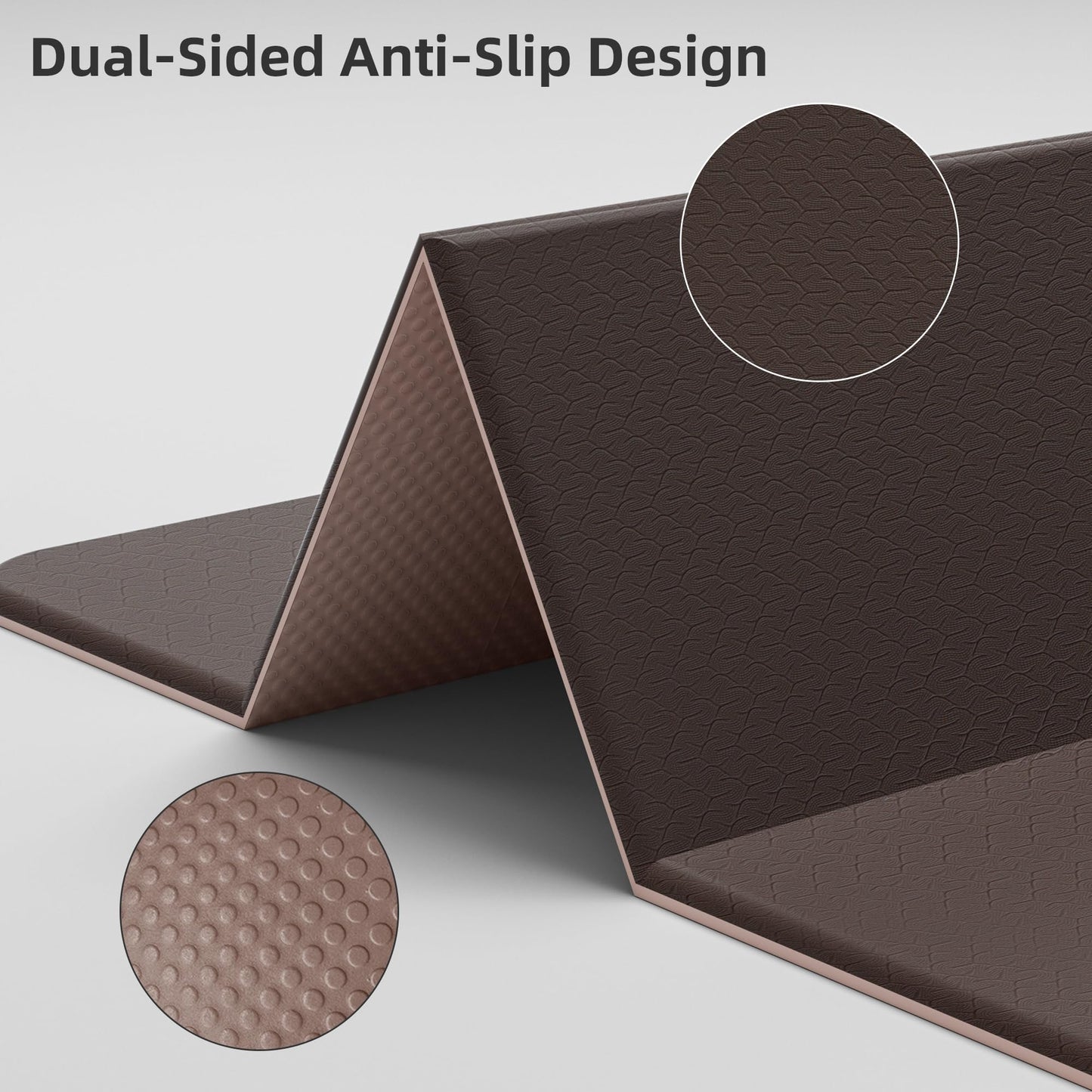 HAHE 7-Fold Design Extra Thick Yoga Mat 72"L x 24"W x 0.47",TPE Fitness Exercise Mats, Non-Slip Foldable Yoga Mat, High Density, Portable for Men & Women, Yoga, Pilates, Home Gym (Brown & Beige)