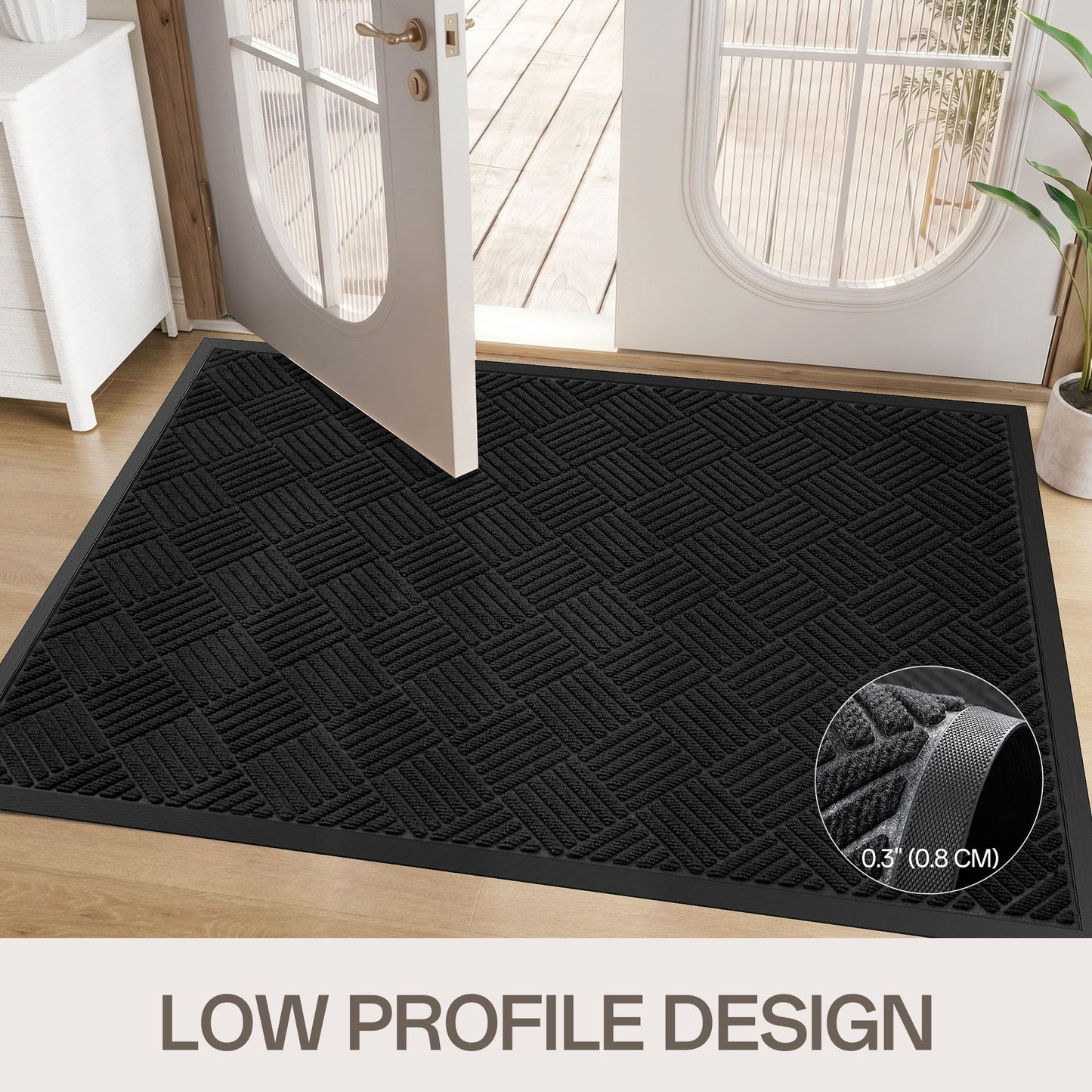 Amyracel Front Door Mat 36x72, Heavy Duty Commercial Floor Mat, All-Weather Waterproof Dirt Trapper Doormat for Indoor Outdoor Entryway, Low-Profile, Fade Resistant, Non-Slip, Easy Clean