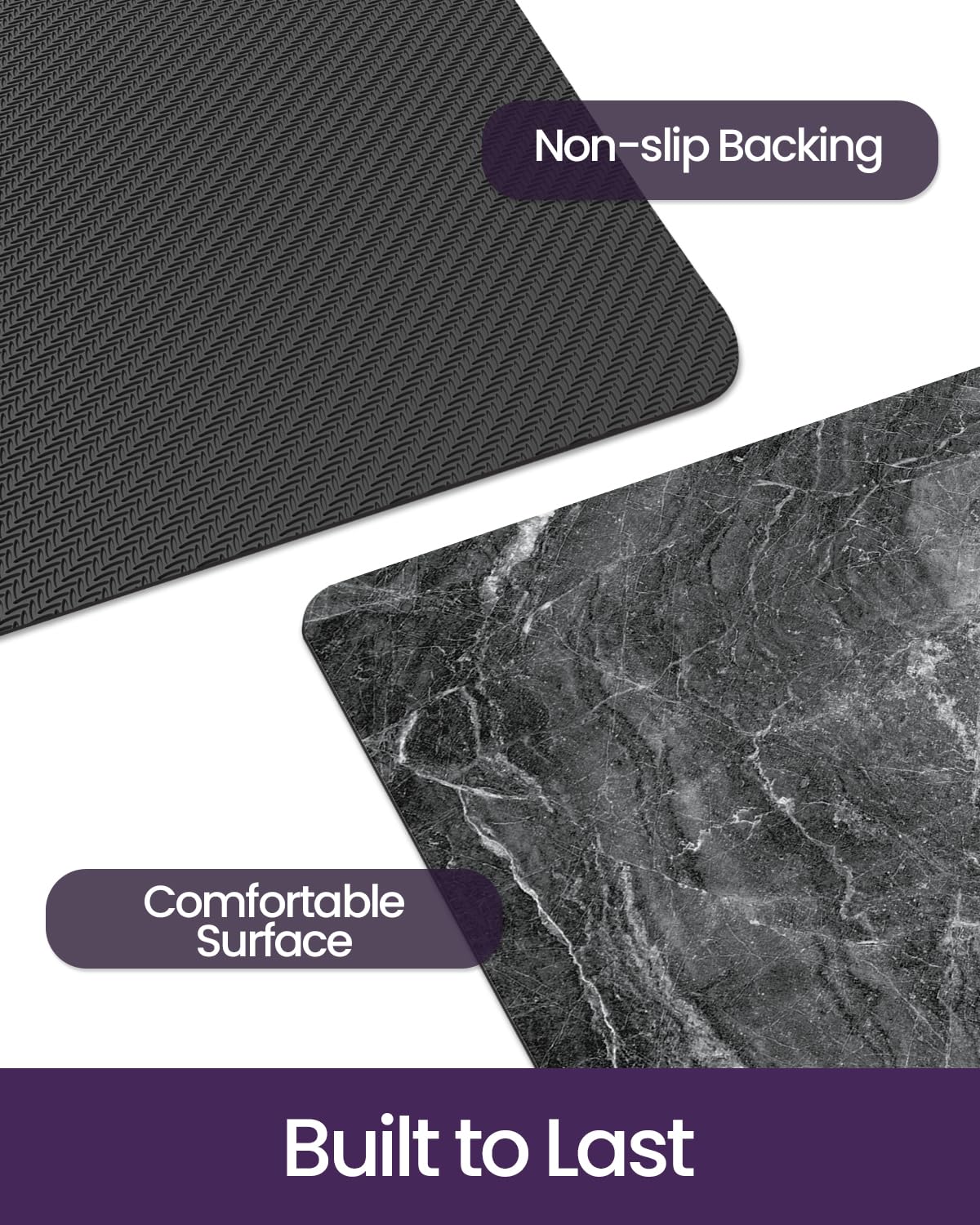 DEXI Bath Mat 36x24, Non Slip Quick Dry Rugs, Super Absorbent Ultra Thin Marble Bathmat, Washable Rubber Mats for Shower Floor, in Front of Bathtub, Sink, Bathroom Accessories Decor, Dark Grey