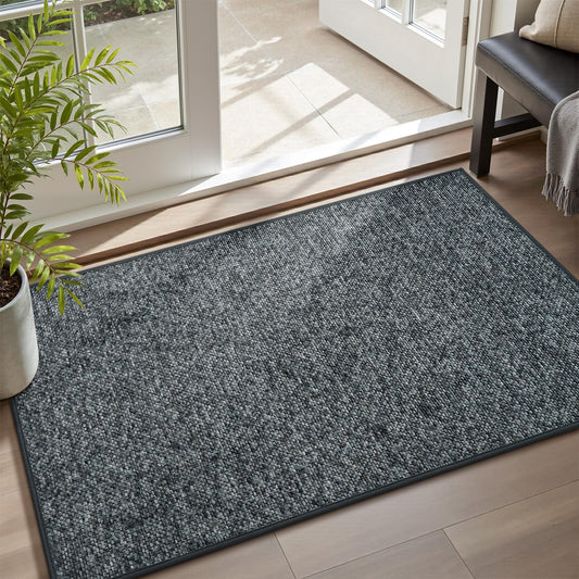 MontVoo Door Mat Indoor Entrance Doormat, Absorbent Durable Rubber Non Slip Front Door Mat for Inside Entry Entryway Dirt Trapper Welcome Mat, Darkgrey 32''x48''