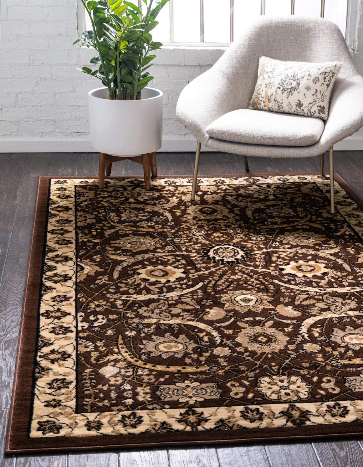 Unique Loom Espahan Collection Area Rug - Cape Cod (6' 1" x 9' Rectangle, Brown/ Beige)