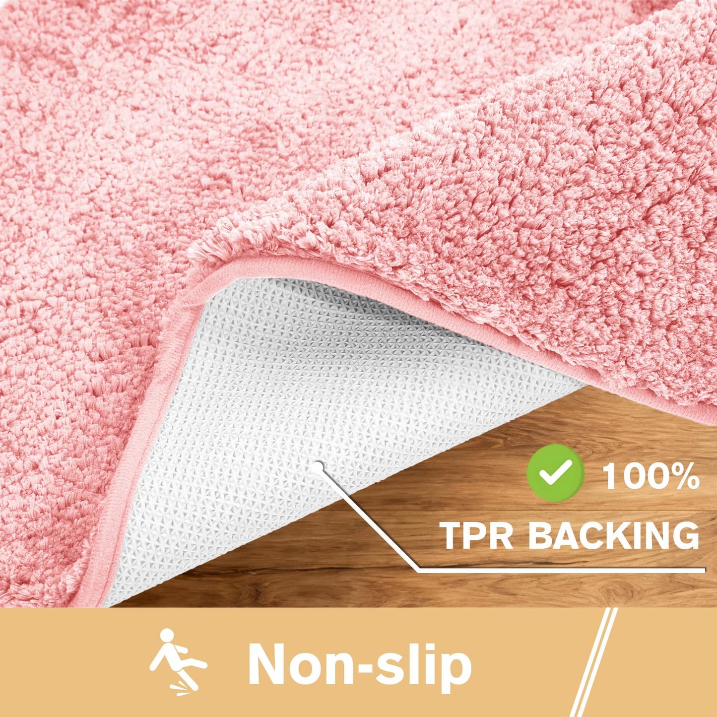 Kildoss Pink Bathroom Rugs 17"x24" - High-Density Microfiber Bath Mat, Fluffy Non Slip Absorbent and Washable Bathroom Mat - Ideal for Small Spaces, Vanity, Toilet, or Pet Mat