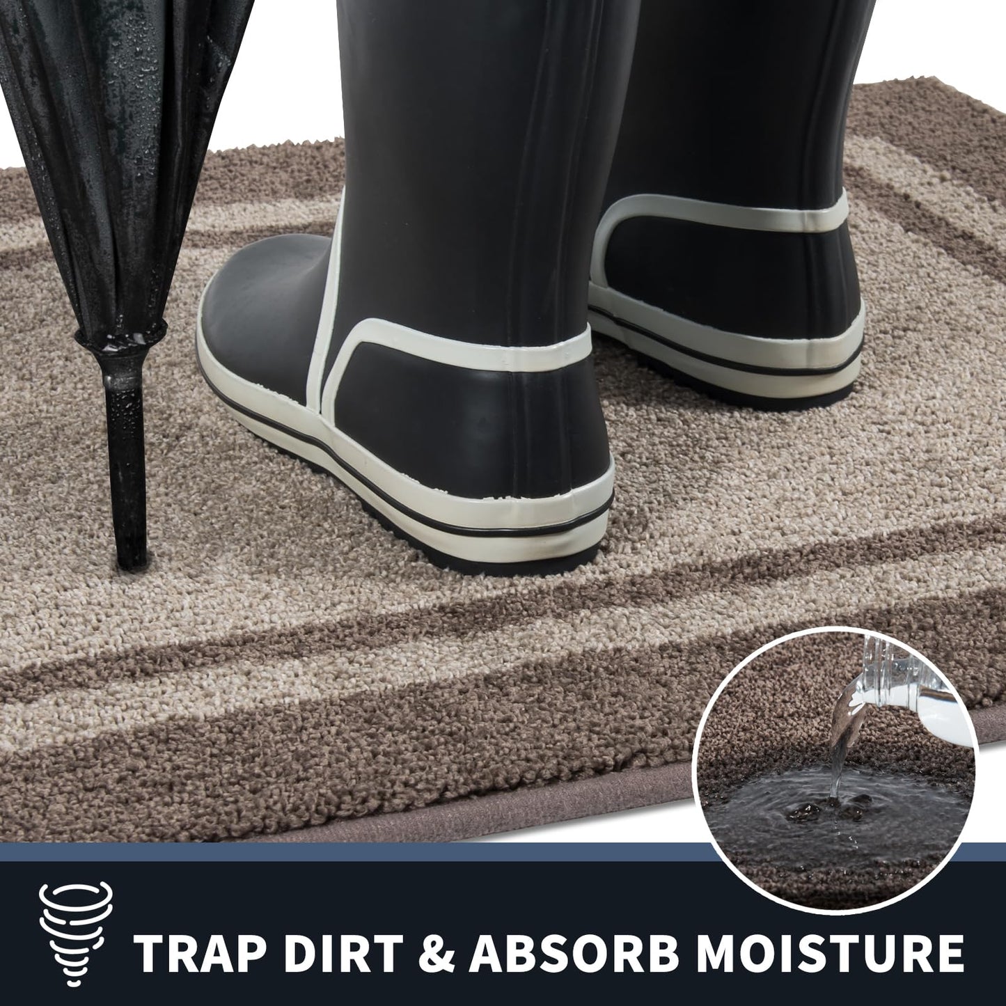 PURRUGS Dirt Trapping Door Mat 34" x 60", Non-Slip Machine Washable Entryway Rug, Entrance Mat, Indoor Front Door Mat, Super Absorbent Entry Rug for Muddy Shoes & Paws, Beige & Grayish Brown