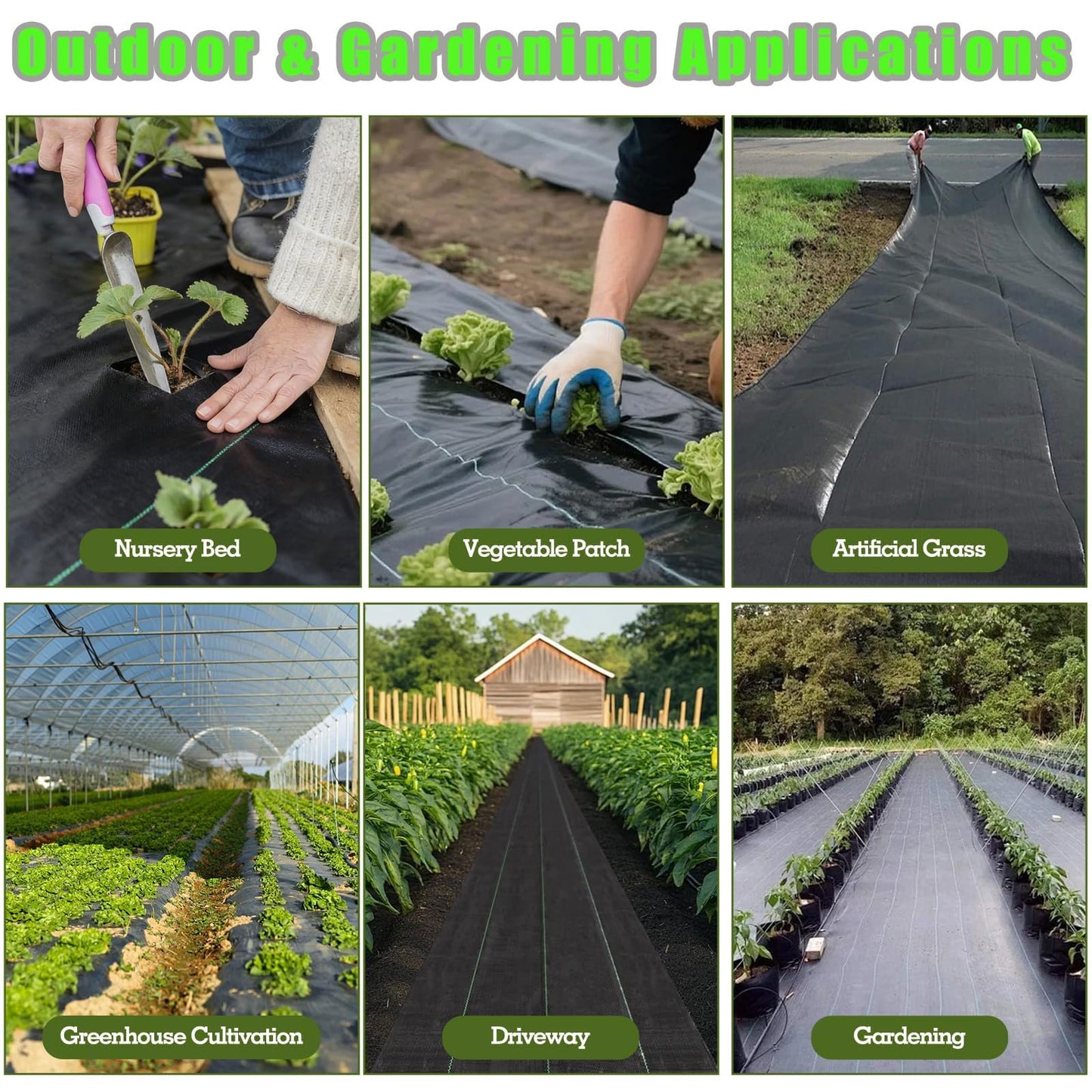 Premium Weed Barrier Landscape Fabric, High Permeability Good, Heavy Duty, for Greenhouse Floors, Garden Rows, Raised Beds, Grass and Yard and Outdoor Landscape Protection, 0.6x20m/2x66ft