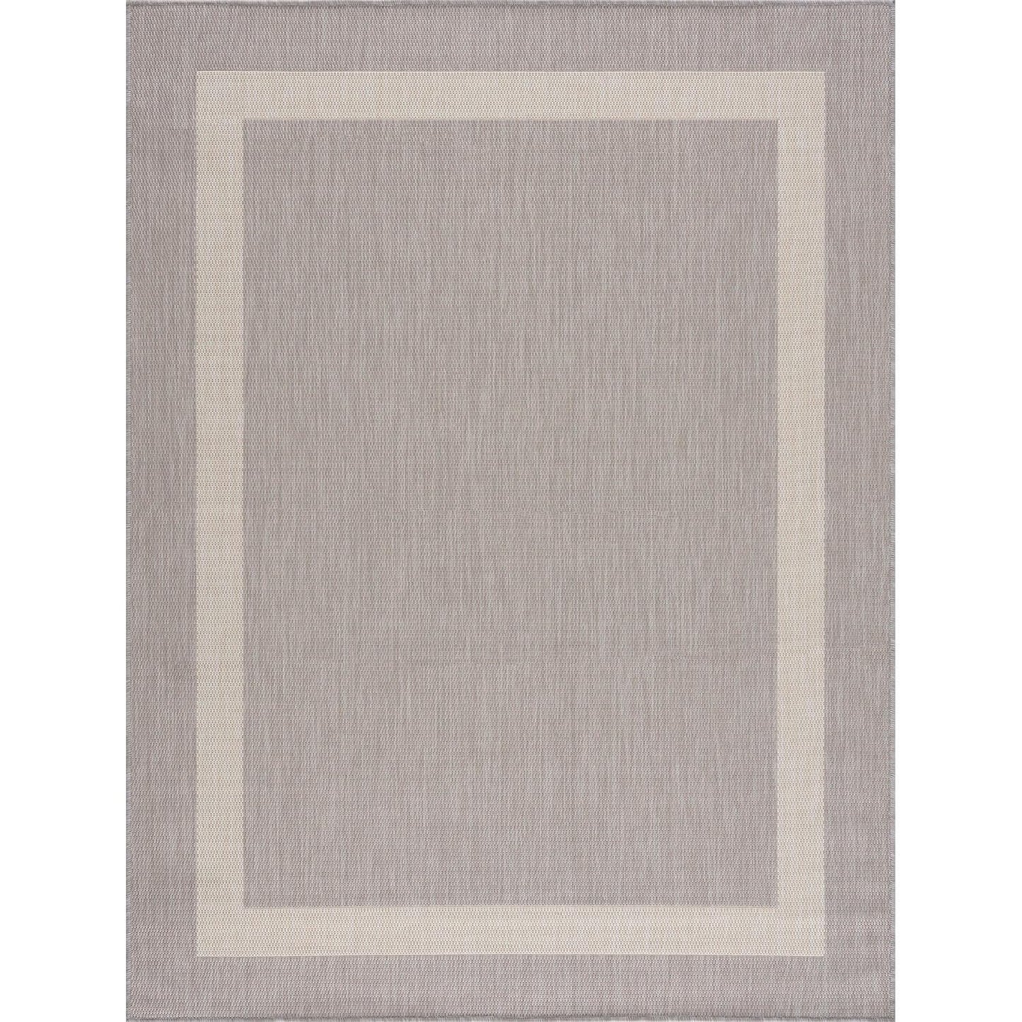 CAMILSON Outdoor Rug 9x12,Large Modern Outside Rugs for Patios Porches Waterproof Durable Washable Non-Shedding, Easy-to-Clean Indoor Outdoor Area Carpet (9 x 12, Bordered - Gray/White)