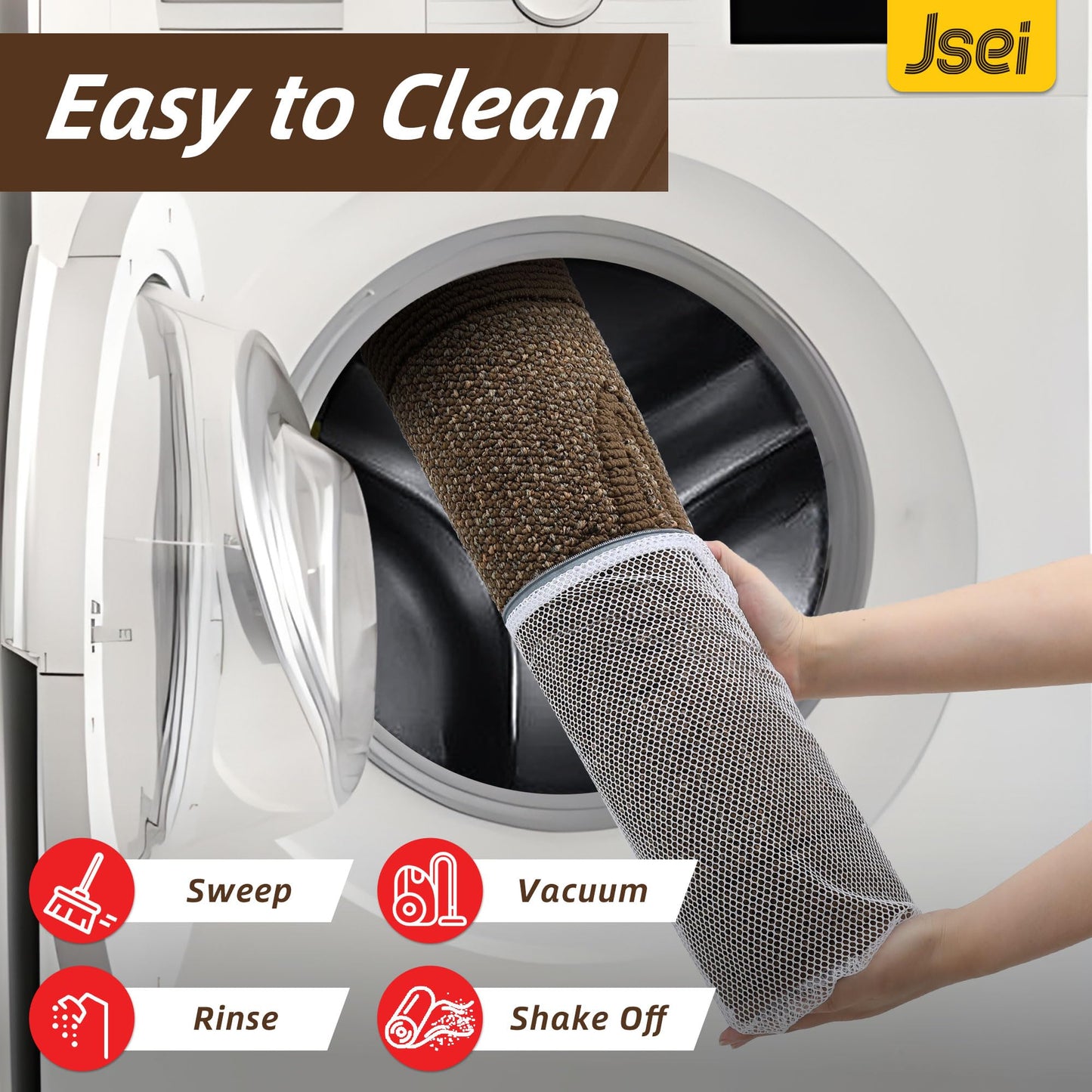 JSEI Door Mat 20"x 32",Absorbent Dirt Welcome Mat,Non-Slip Entryway Rugs Washable Indoor Entrance Mats,Low Profile Floor Mat for Entryway and Front Back Door,Brown