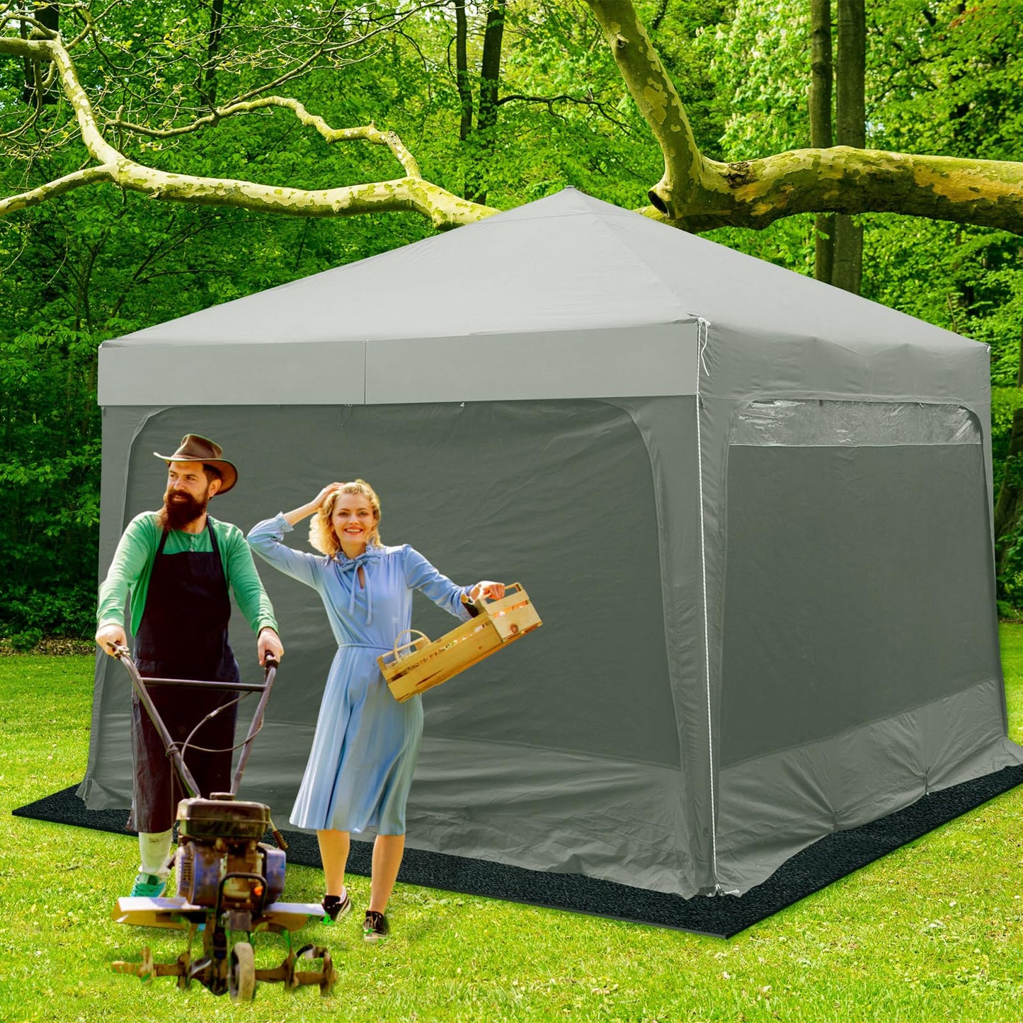 Tinideya 10x10 ft Outdoor Storage Shed Floor Mat Waterproof, Non Slip & Washable Camping Tent Carpet for Outdoor Camping, Lawn Supplies (Storage Shed Not Included)