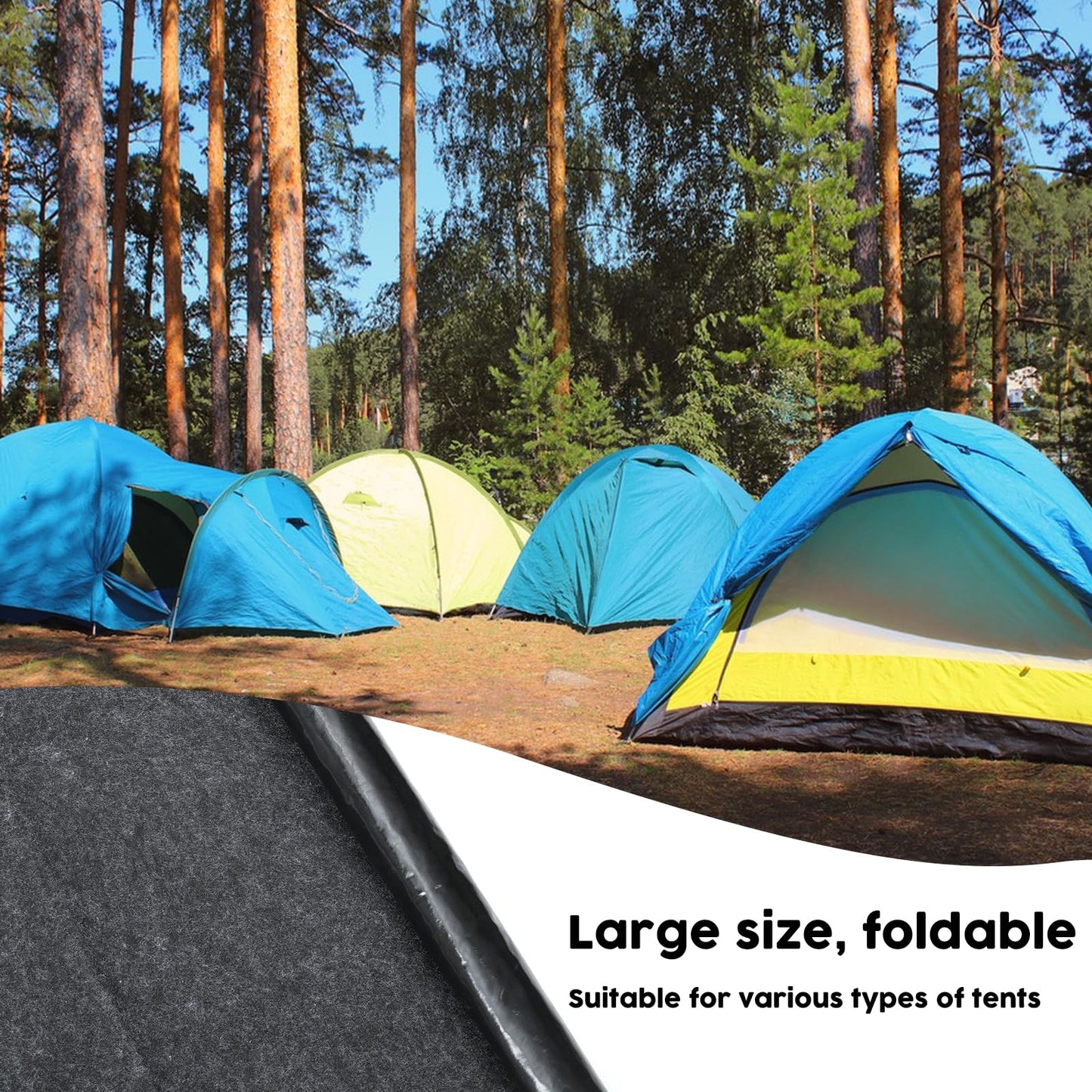 CIEOVO Camping Tent Carpet Mat, 6 x 6 Ft Waterproof Rug for Outdoor Use, Dark Gray