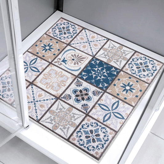 Square Shower Mat 24x24 Inch Non Slip Bath Mat for Inside Shower Loofah Shower Mat for Elderly Soft Textured Foot Massage Pad Bathroom Floor Mat for Wet Area, Without Suction Cups, Quick Drying