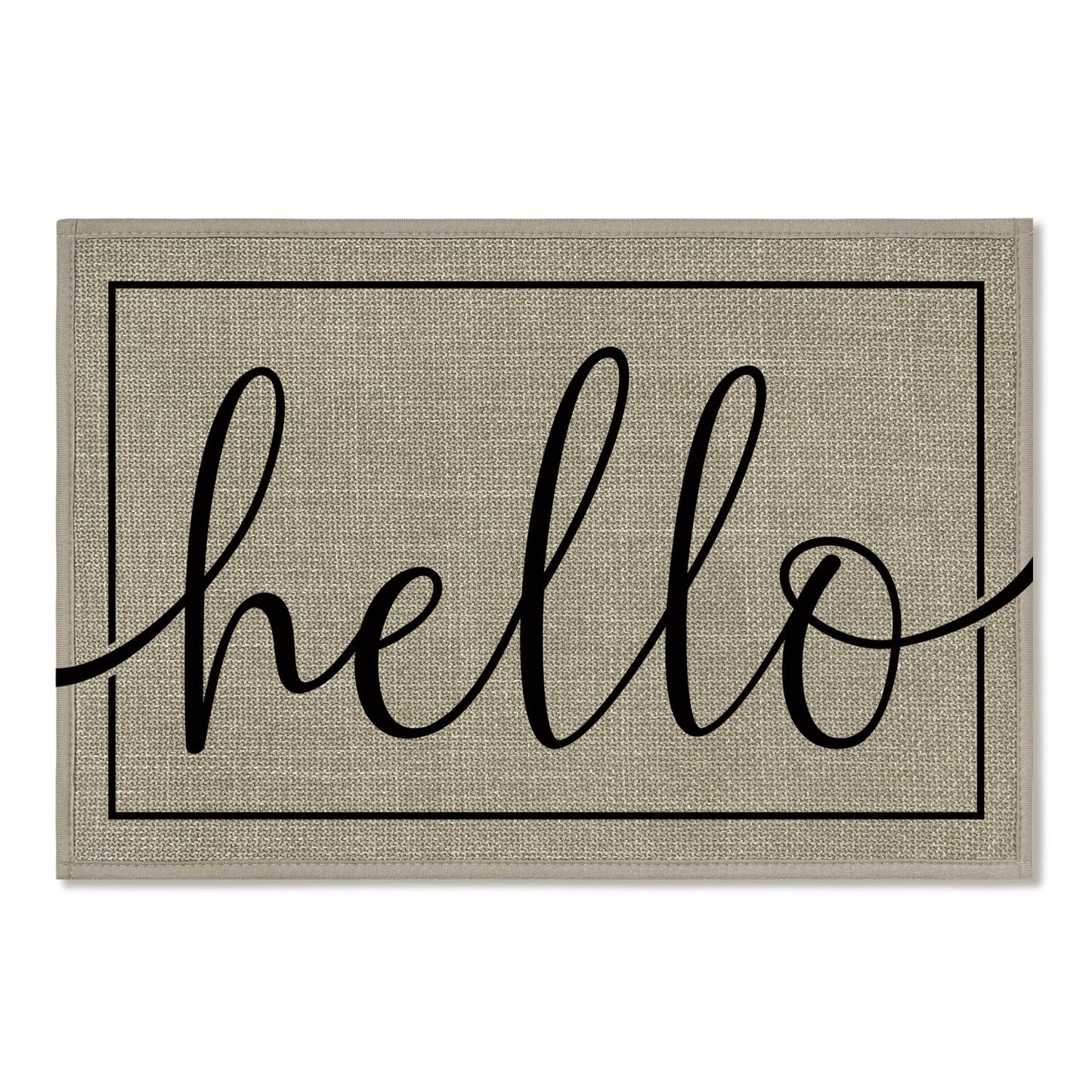 Artoid Mode Hello Washable Doormat, Seasonal Decor Non Slip Low-Profile Absorbent Natural Rubber Back Door Mat 24x35 Inch