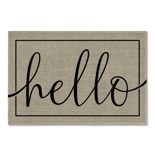 Artoid Mode Hello Washable Doormat, Seasonal Decor Non Slip Low-Profile Absorbent Natural Rubber Back Door Mat 24x35 Inch