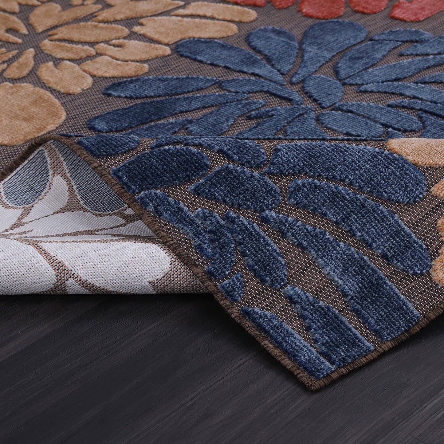 Luul Home Floral Indoor Outdoor Rugs 5x7 Large Area Rug for Living Room, Patio Decor, Kitchen, and Entryway Rug, Washable Stain Resistant Outside Carpet Brown 5 x 7