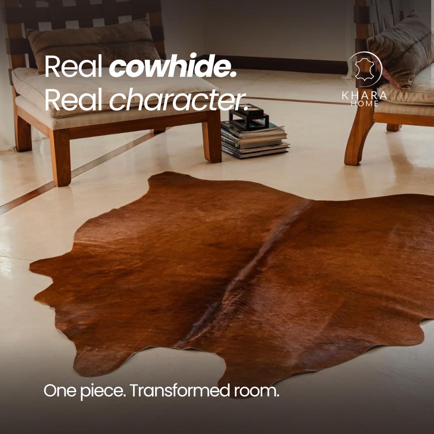 Khara Home Premium 100% Genuine Cowhide Rug Hand-Picked Leather Area Rug, Cozy, Unique, and Durable – from Argentina (Brown, 4x5)