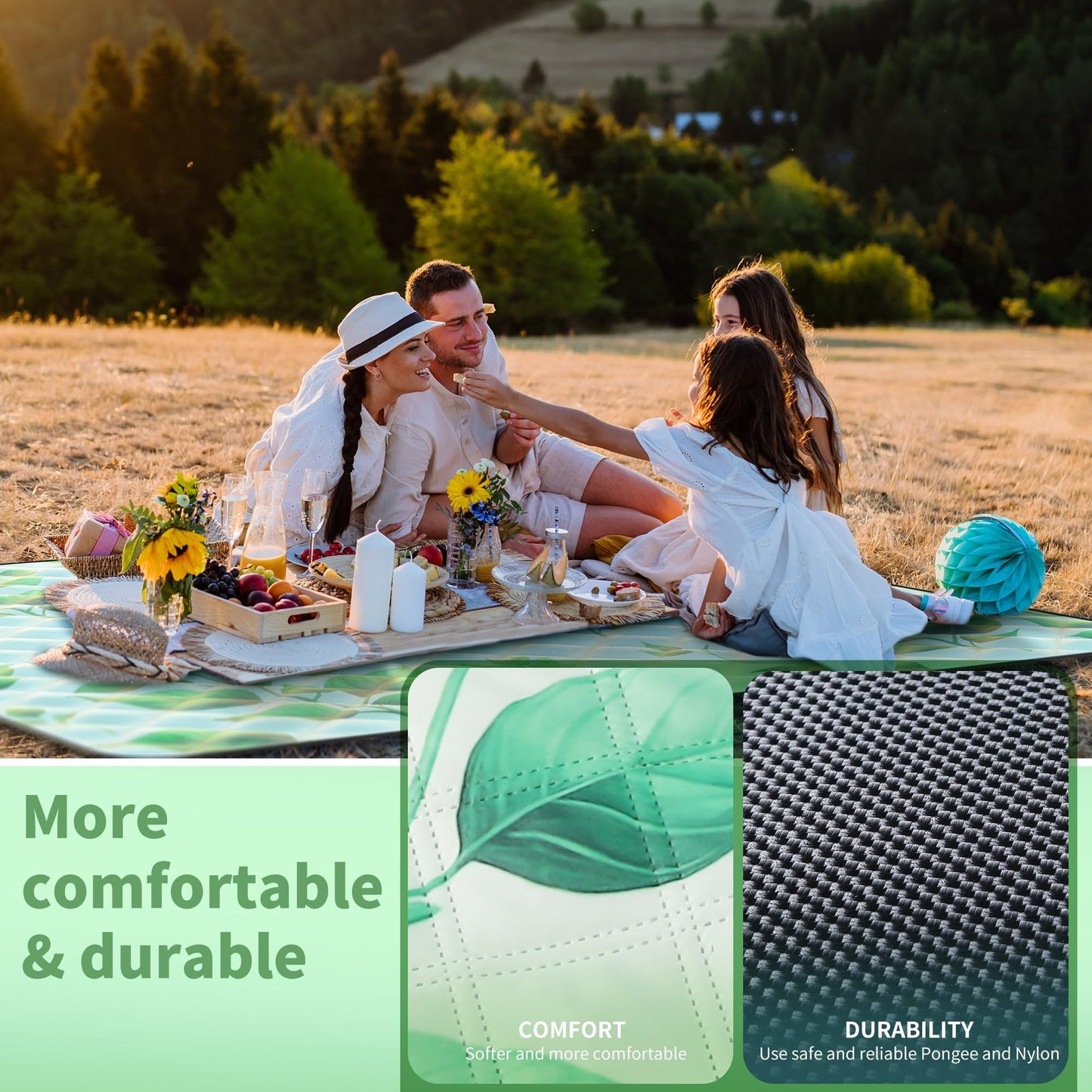 ANJ Outdoors Extra Large Waterproof Picnic Blankets | Foldable Sandproof Beach Blanket N Outdoor Blanket | 5-Layer Machine Washable Soft Picnic Mat for Camping, Grass, Park N Stadium
