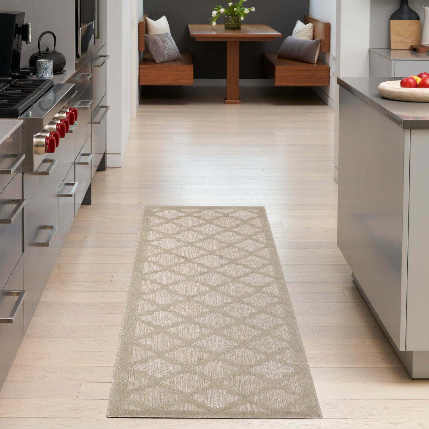 Nourison Home Easy Care Cream 2'2" x 7'6 Area Rug - Easy Clean, Non Shedding, Bed Room, Living Room, Dining Room, Kitchen (8' Runner)