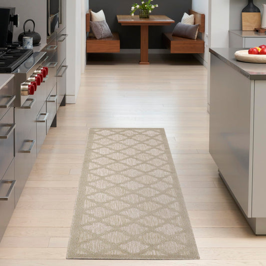 Nourison Home Easy Care Cream 2'2" x 7'6 Area Rug - Easy Clean, Non Shedding, Bed Room, Living Room, Dining Room, Kitchen (8' Runner)