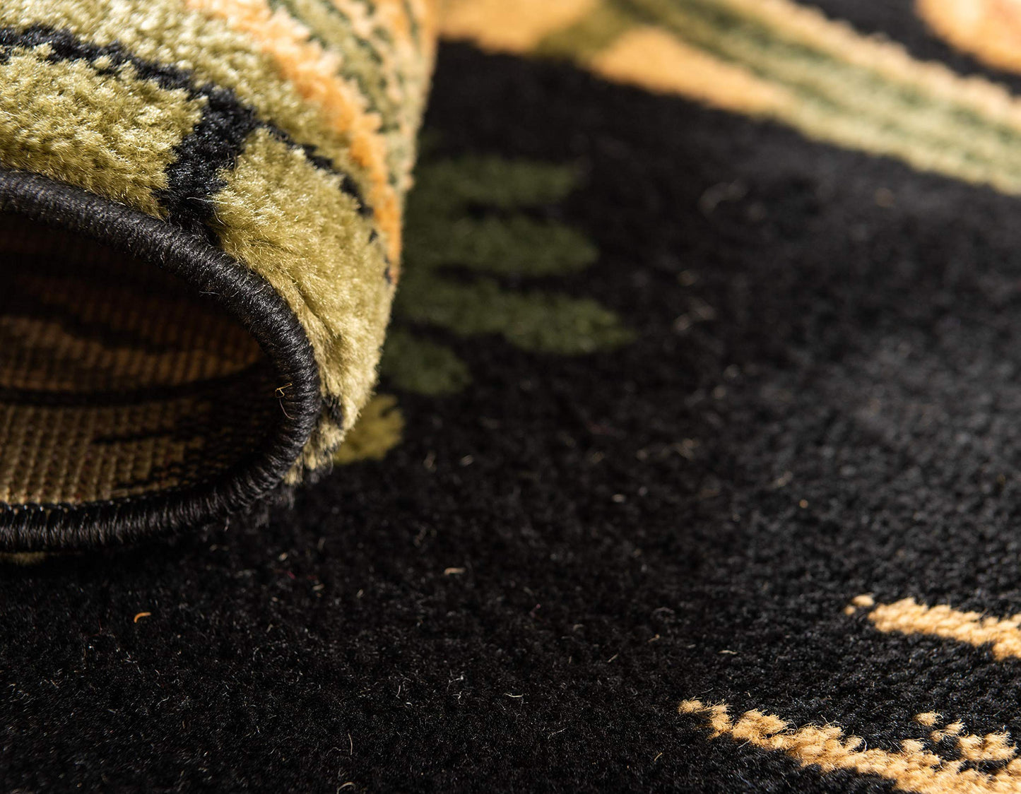 Unique Loom Barnyard Collection Area Rug - Farm (4' 1" Round, Black/ Cream)