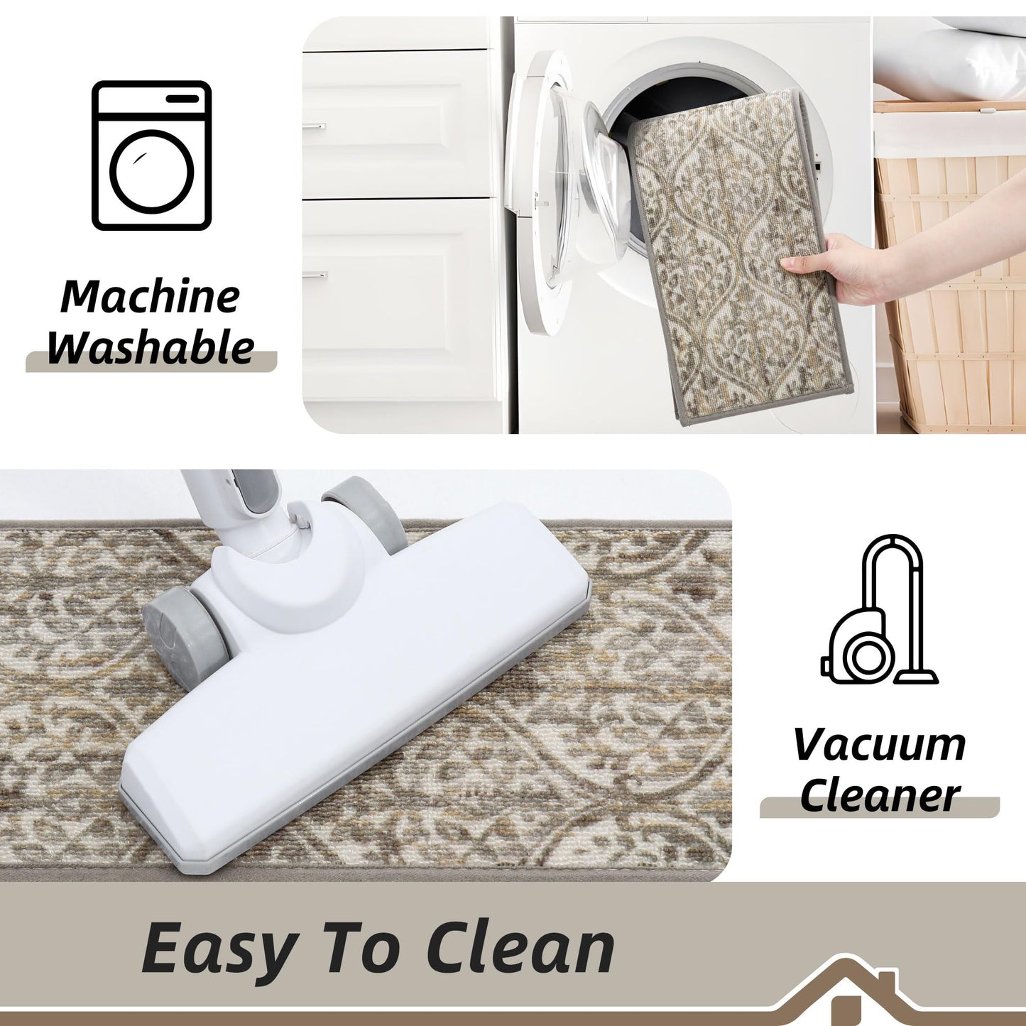 BEQHAUSE Stair Treads for Wooden Steps Non-Slip Machine Washable Carpet Stair Treads 8"X30" Soft Indoor Stair Runner for Kids Elders and Pets, 100% Polyester, TPE Backing, 4pcs, Beige/Malt Yellow
