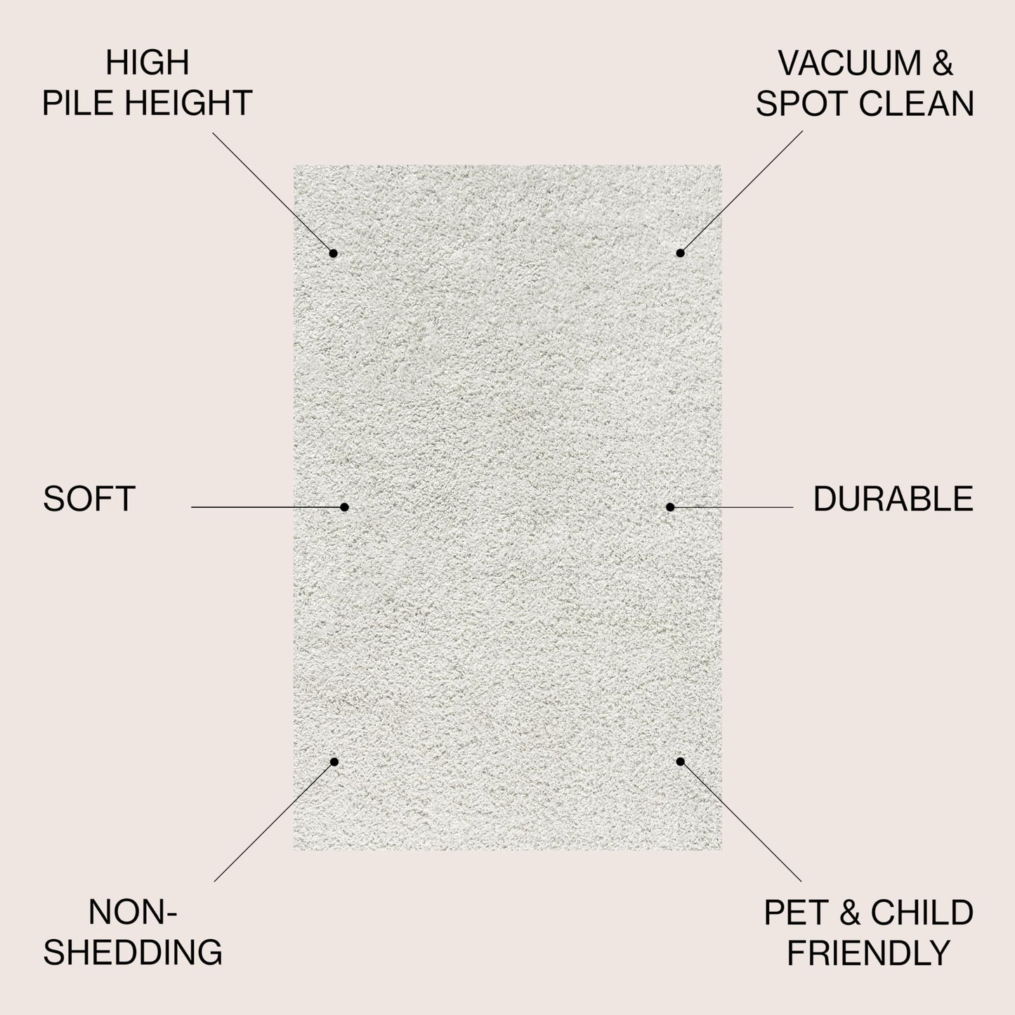 JONATHAN Y Mercer Shag Plush White Indoor Area Rug, 8x10, Transitional, Modern, Easy-Cleaning for Living Room, Bedroom, Kitchen, Pet Friendly, Non-Shedding (MCR106A-8)
