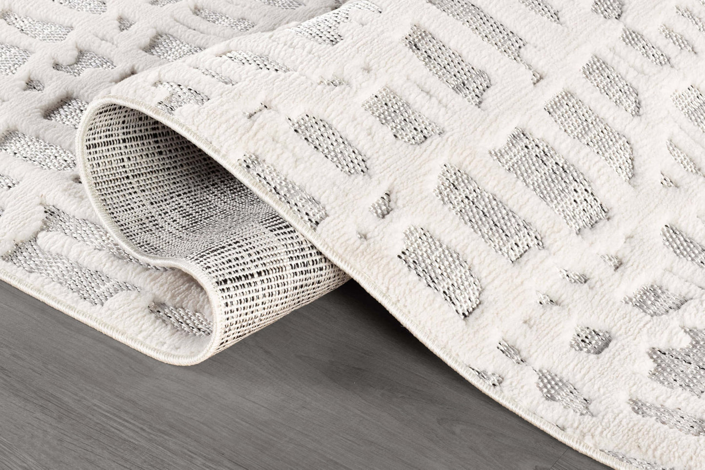 Beverly Rug Micro Loop Area Rug Gray/White 5x7 Abstract Modern Luxury Irregular Grid Durable Soft Indoor Rugs for Living Dining Room Office Stain Resistant Non Shedding Casual Indoor Carpet 5 x 7